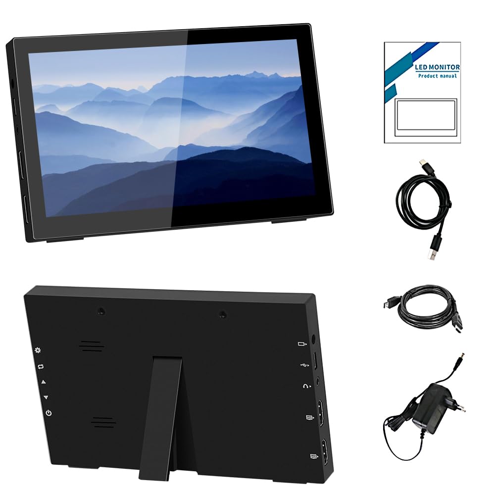 10.1 Inch Portable Touchscreen Monitor - Full HD 1920x1200 IPS Display with HDMI & USB-C - External Second Screen for Laptop, PC, PS4, PS5, Xbox - Perfect for Gaming, Office Work and Travel