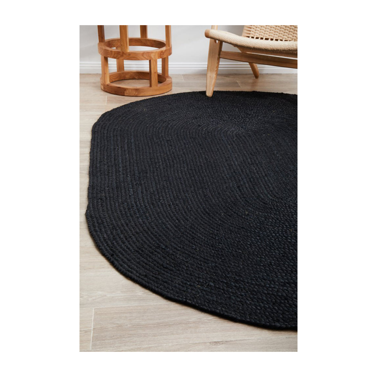 Bondi Oval Rug - Soft & Durable Black Area Rug for Living Room, Bedroom, or Office | Non-Slip & Easy to Clean