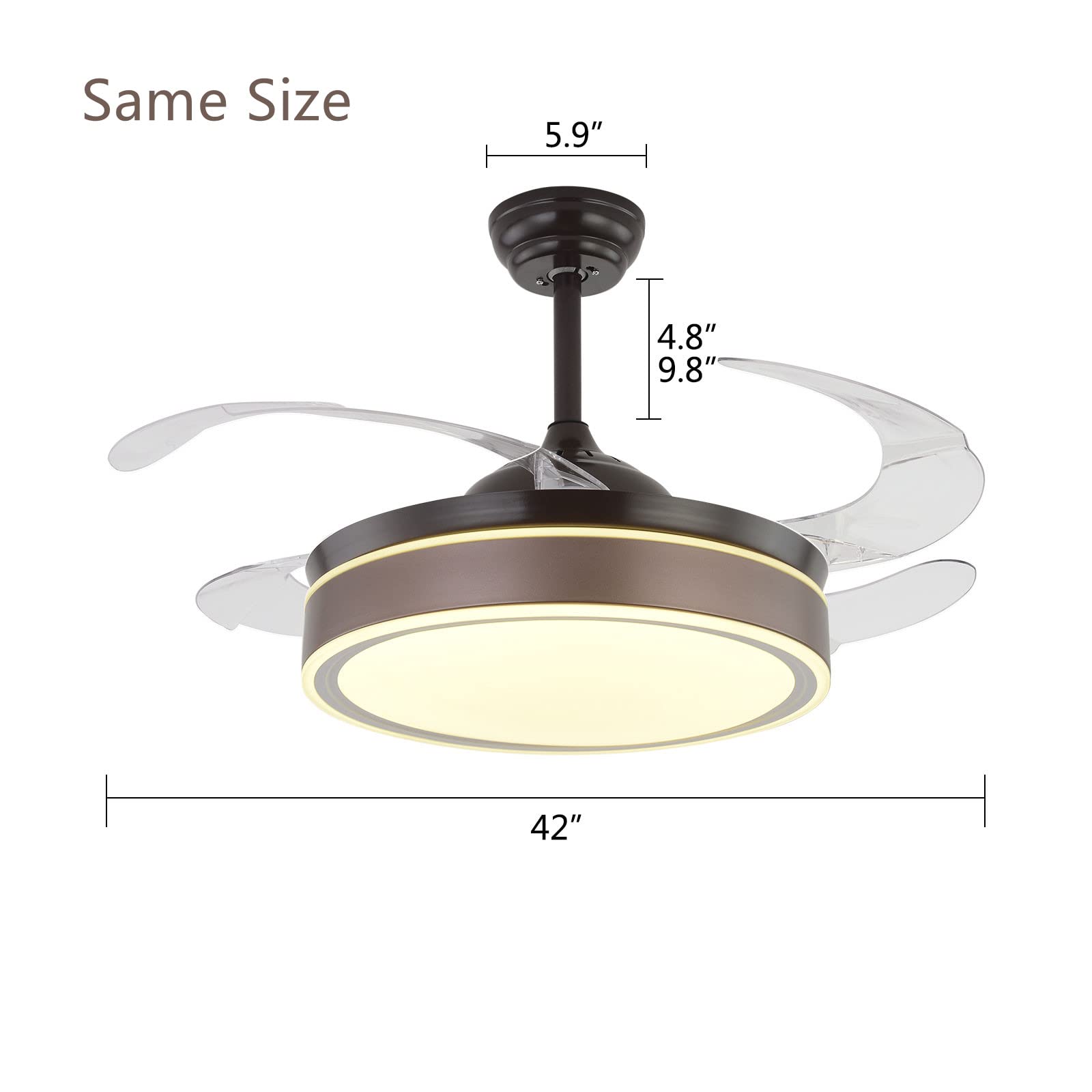 42 Inch LED Ceiling Fan with Lights and Remote Control - Modern Chandelier Fan for Bedroom, Dining Room, Living Room - 3 Speed, 3 Color Options - Perfect for Home Cooling and Stylish Lighting (Style 1)