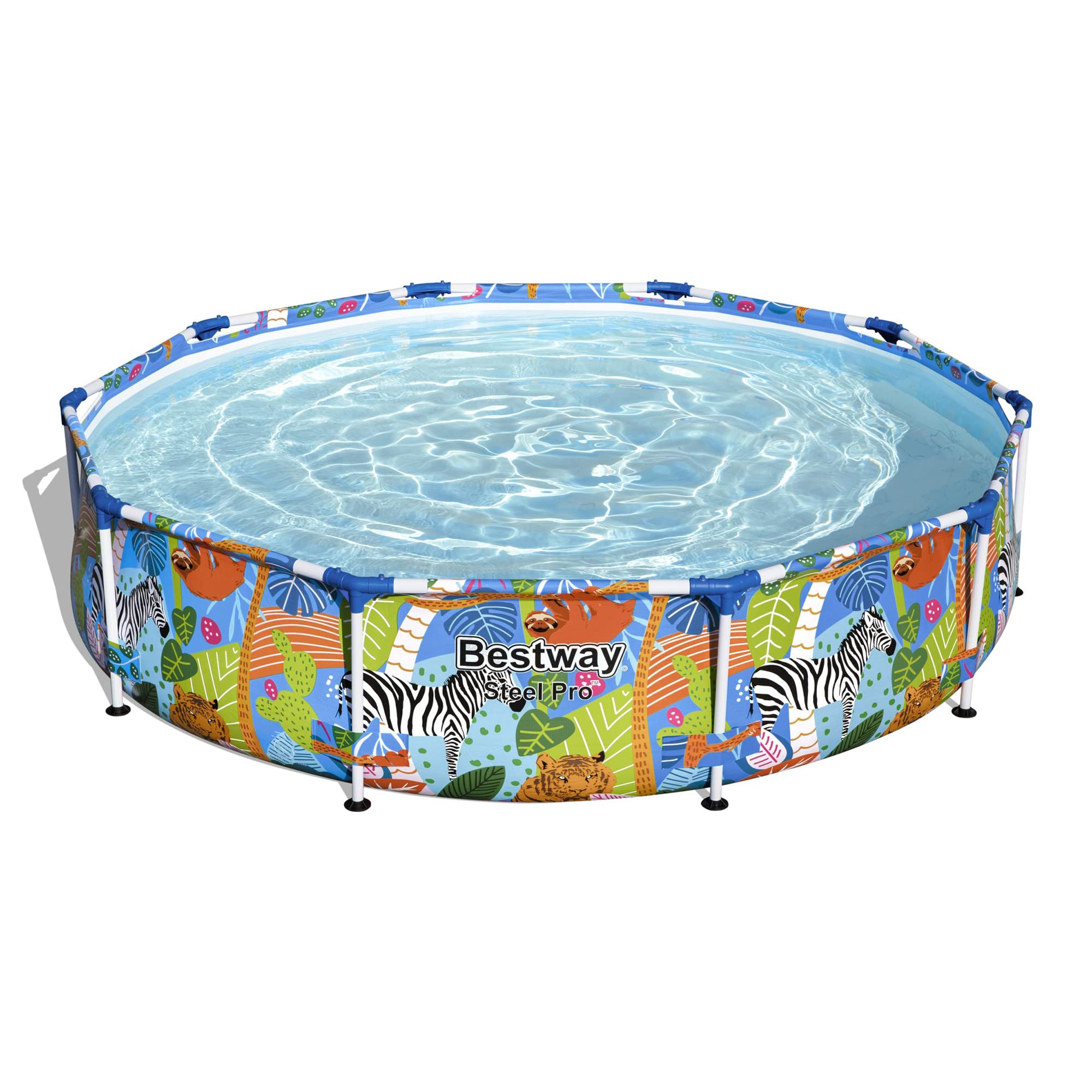 Bestway Steel Pro 10ft x 26in Above Ground Round Backyard Swimming Pool | 1073 Gallon Capacity | Durable Steel Frame | Colorful Animal Graphics | Perfect for Kids, Family Fun & Summer Relaxation
