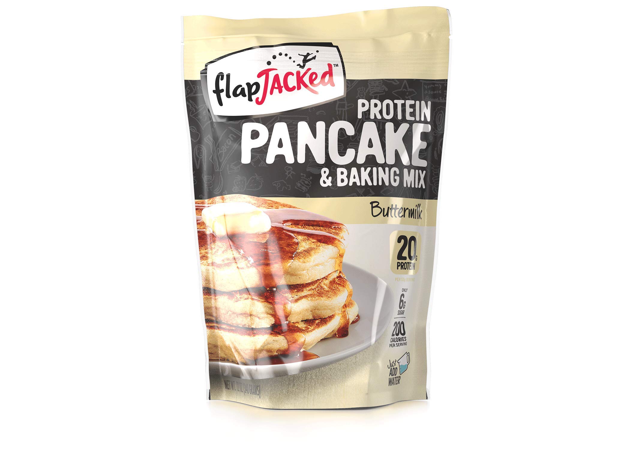 FlapJacked High Protein Pancake & Waffle Mix - Buttermilk Flavor | 20g Protein per Serving | Low Carb & High Fiber | Perfect for Breakfast, Bodybuilding & Keto Diet