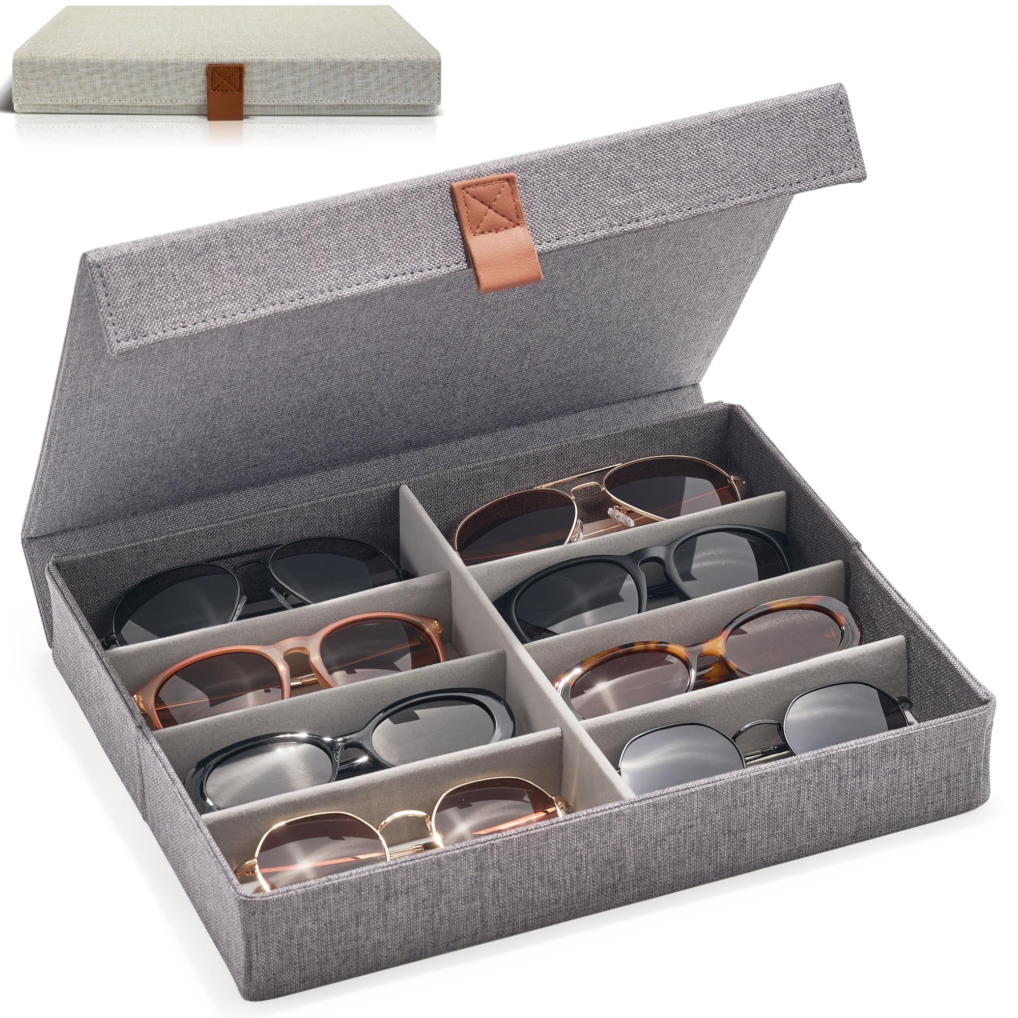 ZICOTO Sunglass Storage Organizer for 8 Pairs - Stylish Eyeglass Case Holder with Clear View & Dust Protection | Perfect for Home, Office, Travel & Displaying Your Sunglasses Collection