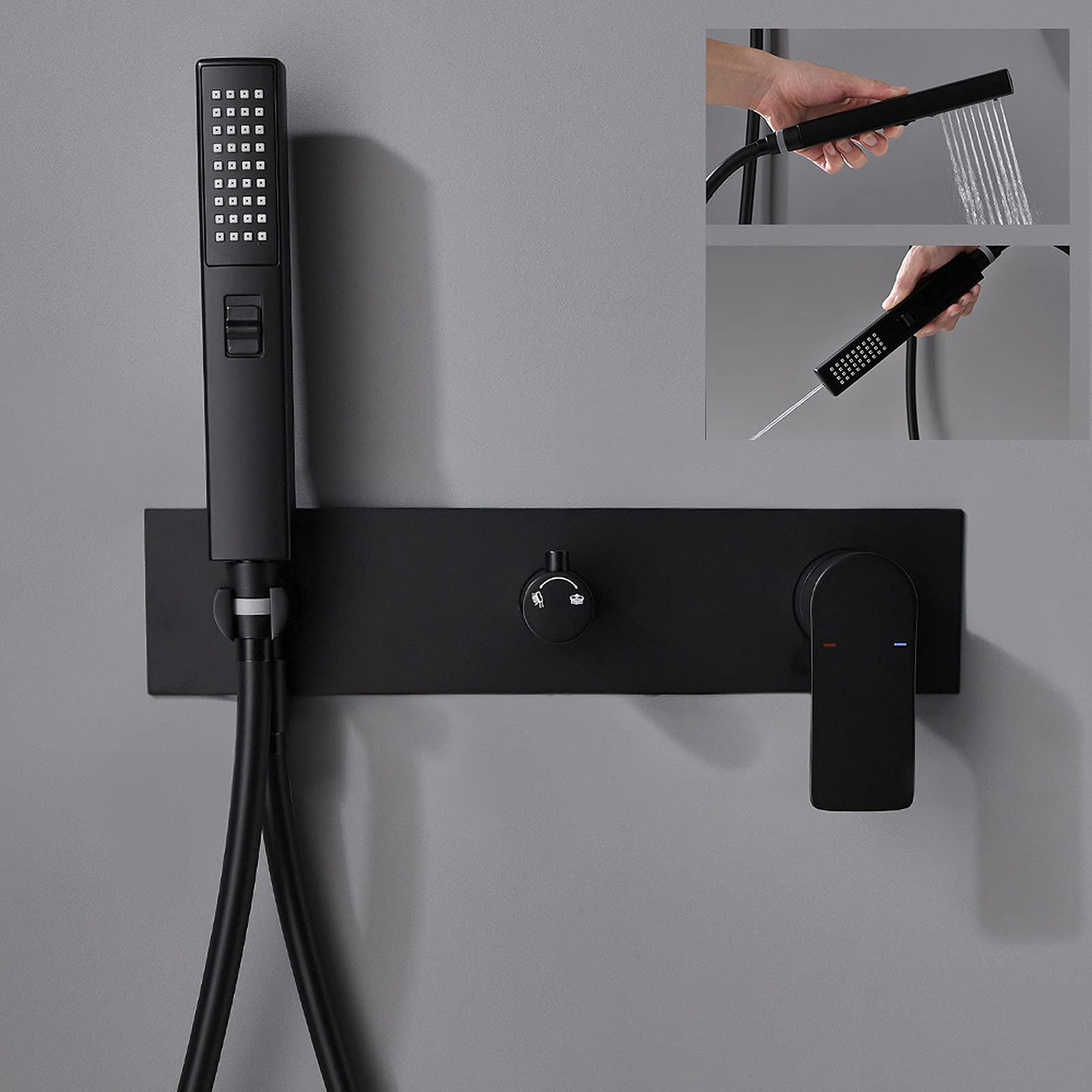 Premium Matte Black Shower Faucet Set - 10