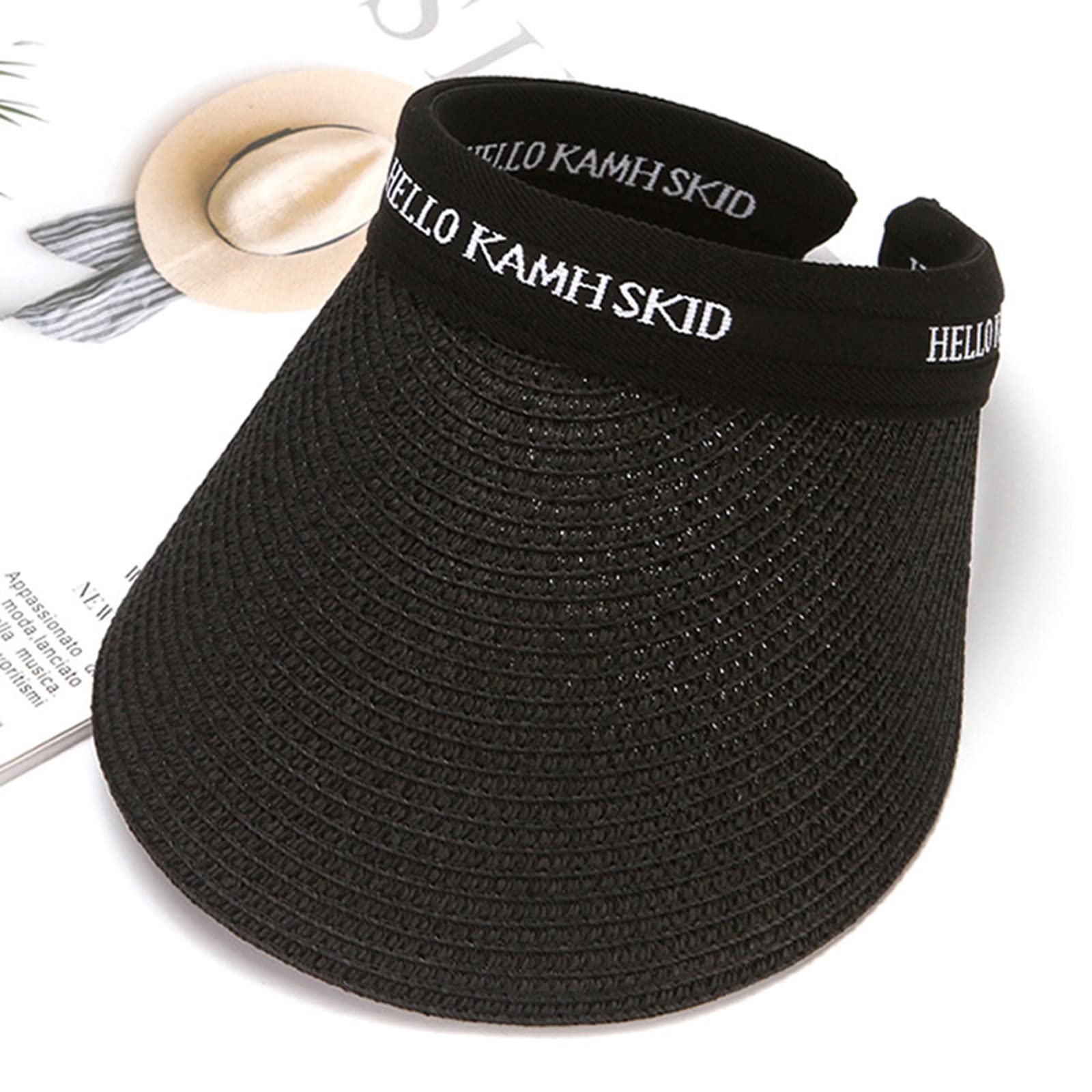 Women's Wide Brim Straw Sun Hat - UPF 50+ UV Protection Summer Beach Golf Hat with Ponytail Hole for Outdoor Travel, Gardening, and Vacation Accessories