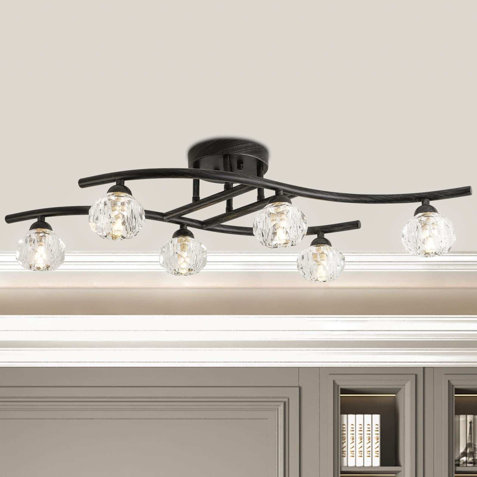 Maxax 6-Light Modern Sputnik Chandelier with Crystal Ball Shades - 29.1