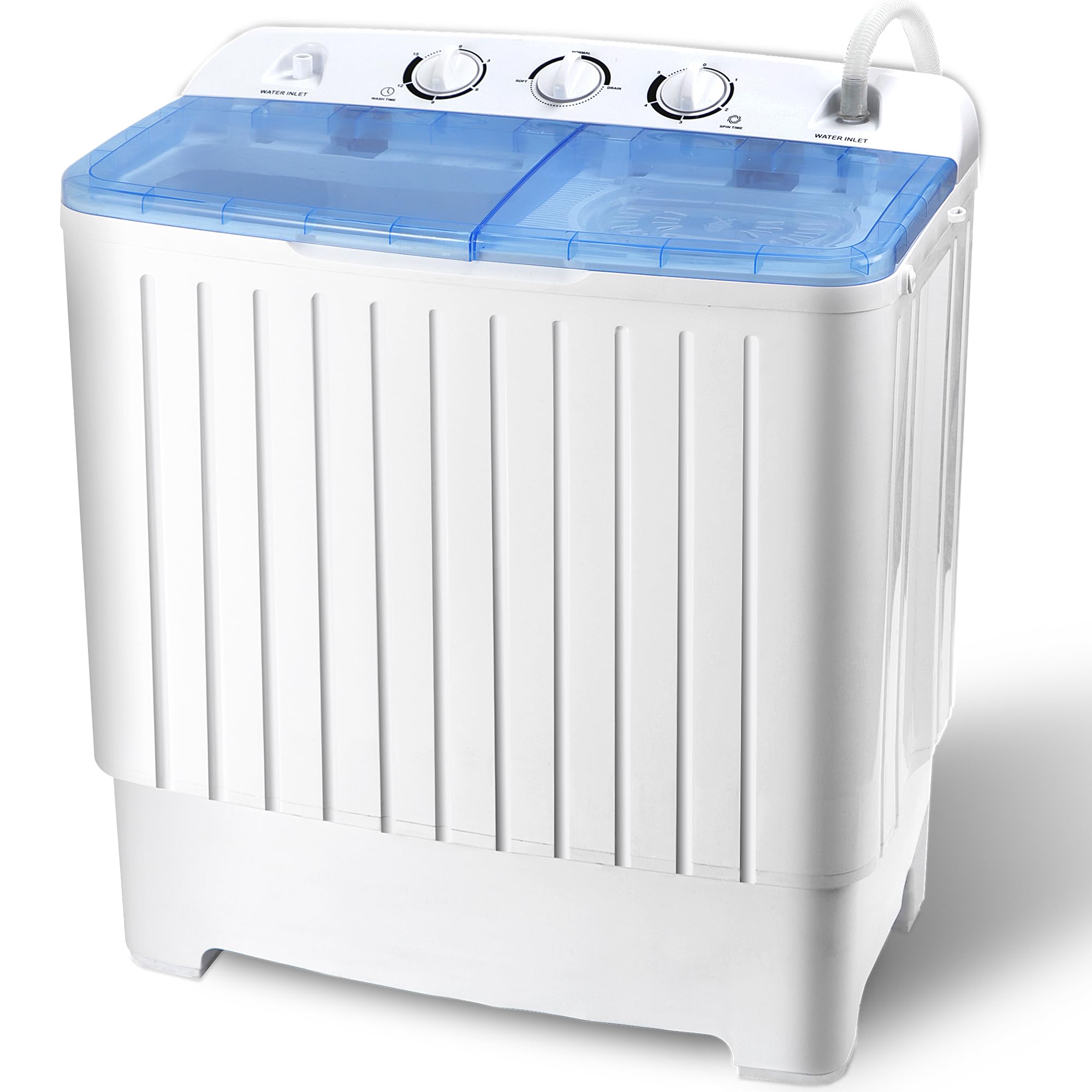Portable Washing Machine - Compact Mini Twin Tub 11lbs Washer & 6.6lbs Spinner with Built-in Gravity Drain | Ideal for Apartments, Dorms, RVs & Small Spaces | Perfect for Travel, Camping & Emergency Use