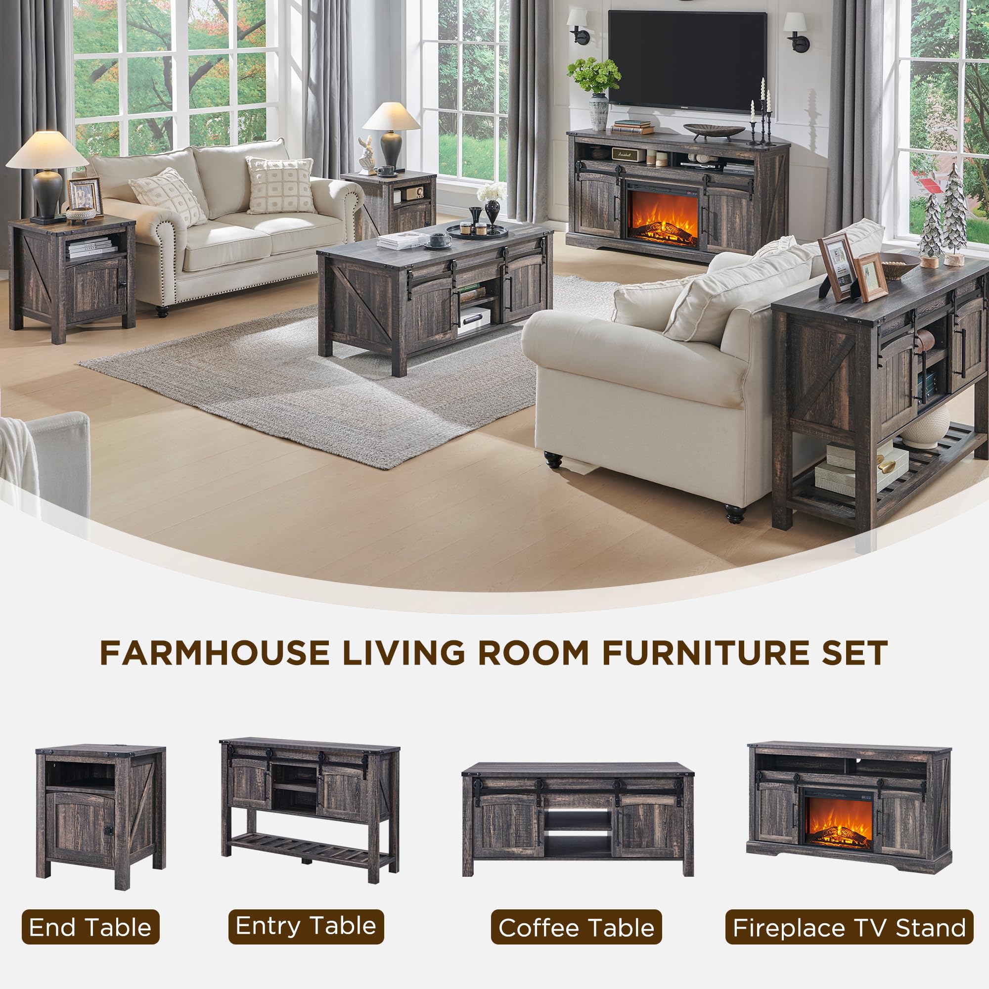 Farmhouse TV Stand for 70+ Inch TV - 33