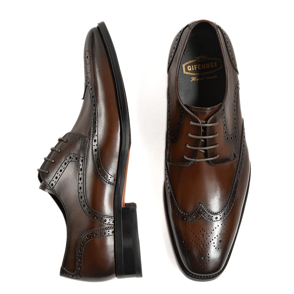 GIFENNSE Men's Oxford Dress Shoes - Classic Formal Lace-Up Shoes for Business & Wedding - Comfortable & Stylish Men's Office & Evening Wear