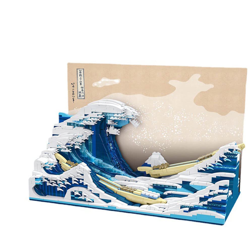 i8 TOYS Hokusai The Great Wave of Kanagawa Building Blocks Set - 500+ Pieces, Multicolor MOC Art Model (SJYT-001) | Japanese Wave DIY Kit for Adults & Teens, Home Decor & Creative Gift Idea