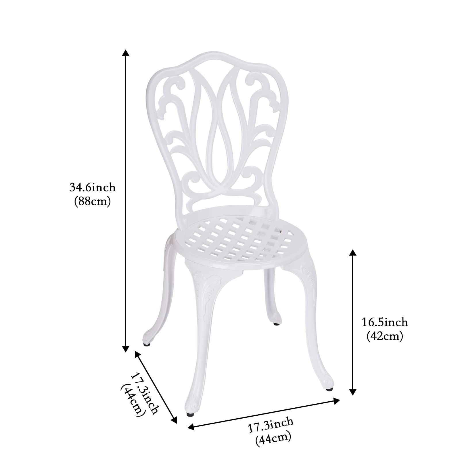 3-Piece Outdoor Bistro Set - Rust-Resistant Cast Aluminum Patio Table & Chairs for Garden, Porch, Yard - Perfect for Coffee Mornings & Relaxing Evenings (White)