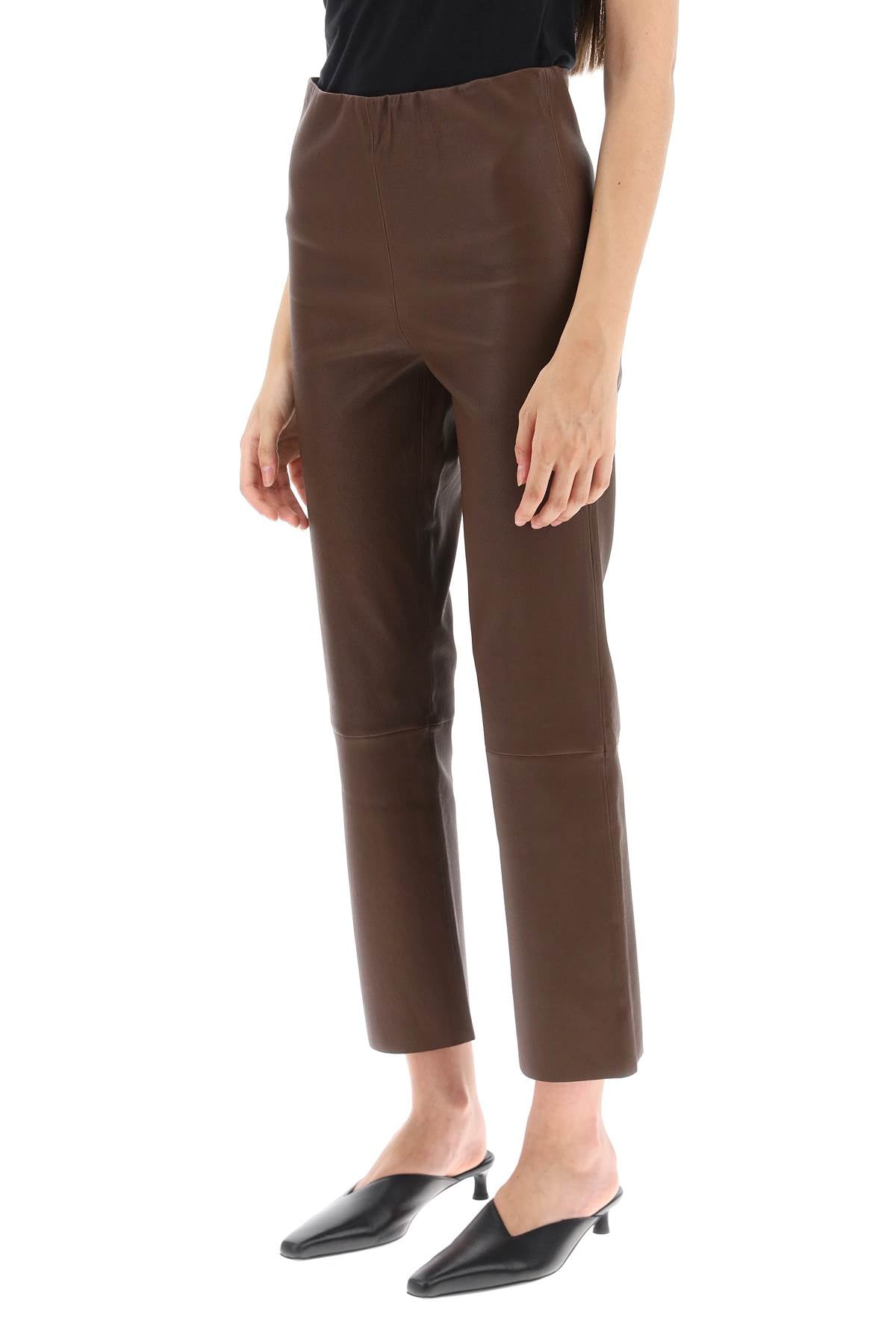 By Malene Birger Florentina Genuine Leather Pants for Women - Stylish & Comfortable High-Waisted Trousers for Night Out, Office & Casual Wear