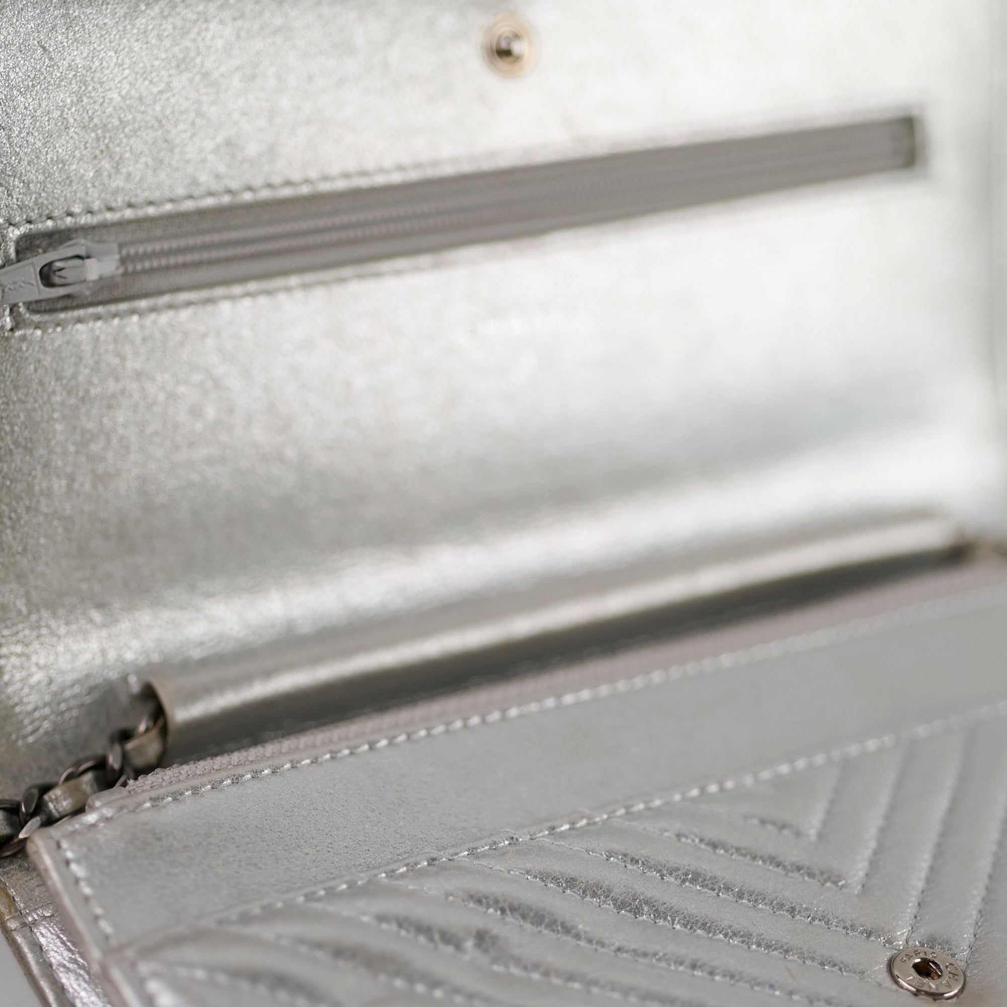 Chanel Metallic Chevron Wallet On Chain WOC Bag 22 Series - Luxury Crossbody Purse for Women, Perfect for Parties & Evening Events