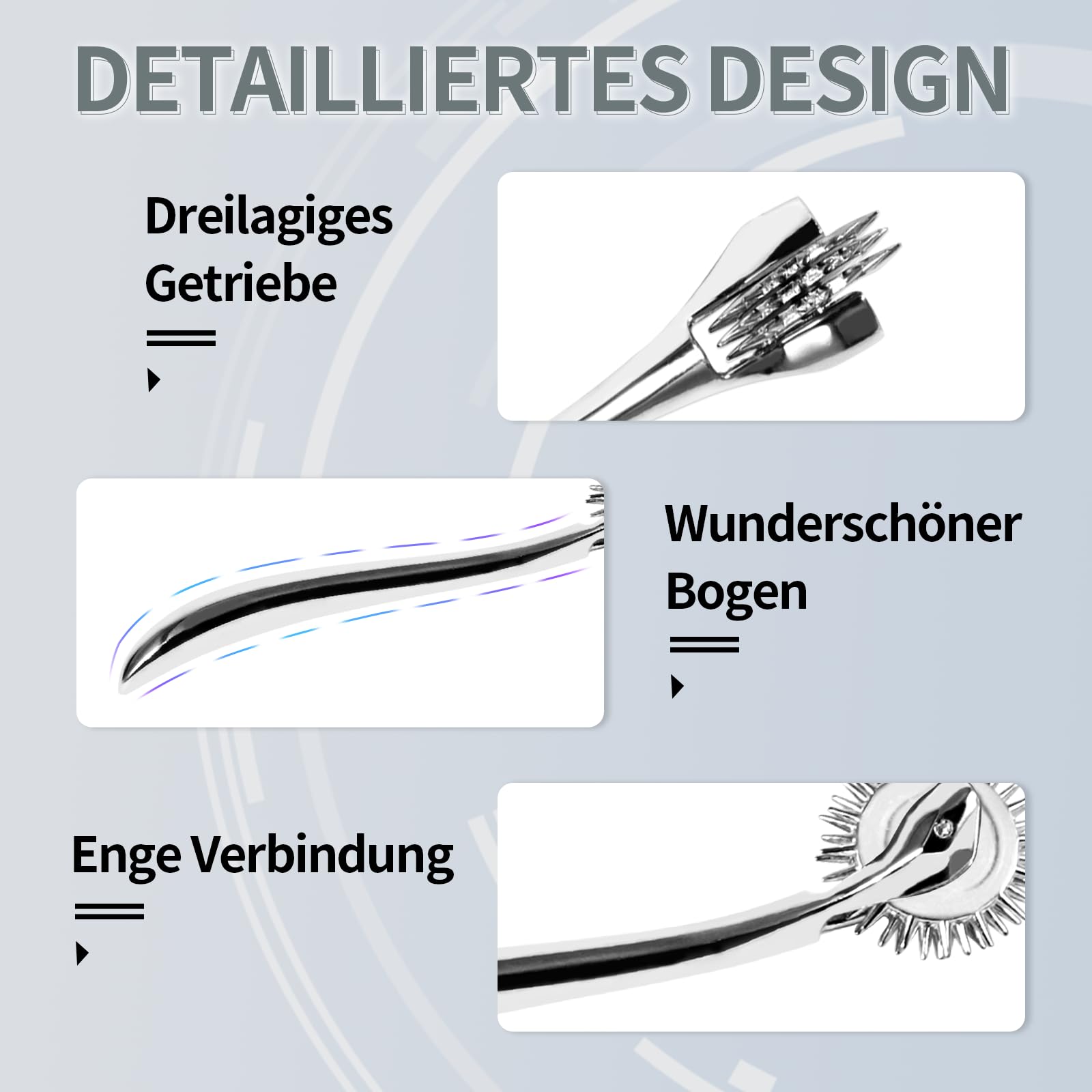 Premium Wartenberg Pin Wheel - Stainless Steel BDSM Massage Toy for Couples, Multi-Color Sensory Play (Silver) | Enhance Intimacy & Sensation in Bedroom & BDSM Scenes