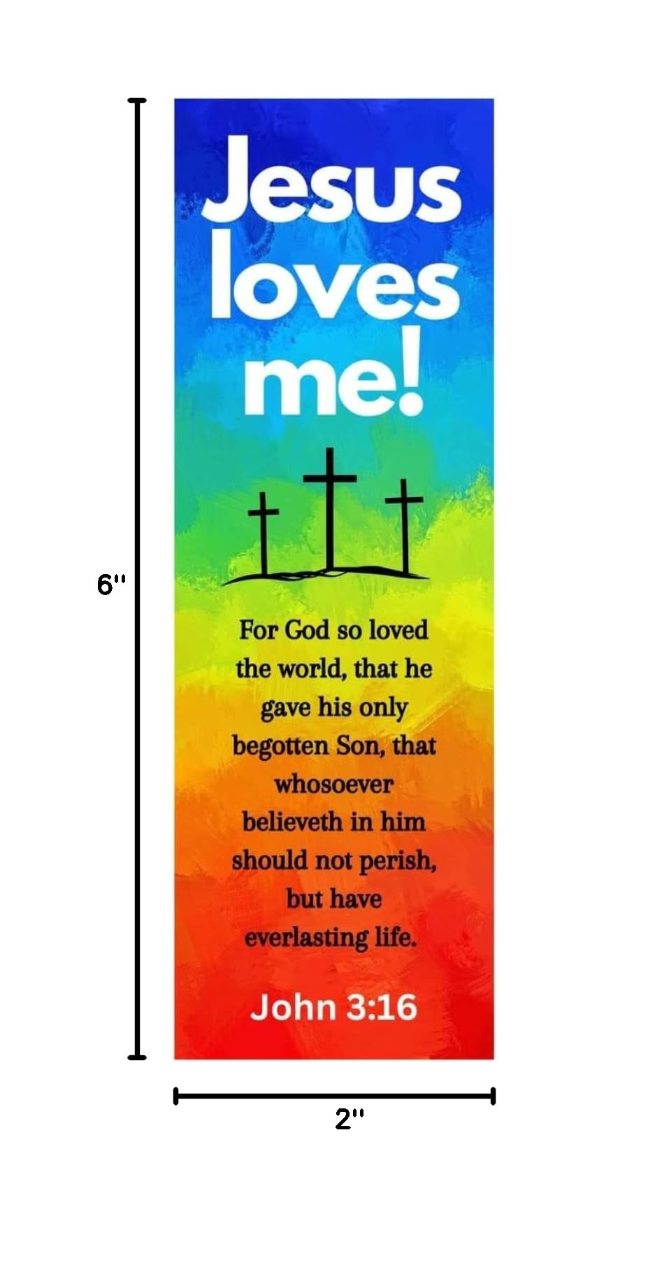 Jesus Loves Me Bookmarks - John 3:16 Bible Verse Religious Bookmark Set | Premium USA-Made Mega Pack (100 Count) | Rainbow Cross Design for Kids, VBS, Sunday School & Bible Study Gifts