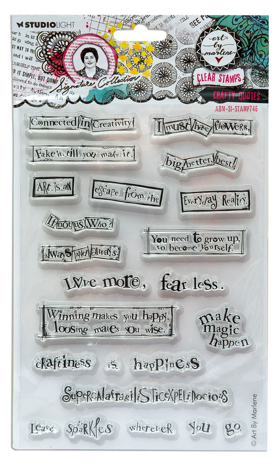 ABM Clear Stamp Crafty Quotes Signature Collection - 24 PC Set for Scrapbooking, Card Making, and DIY Projects