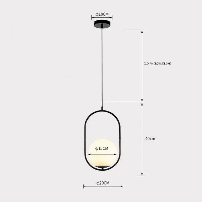 Modern White Glass Ball Single Head Pendant Light - Elegant Ceiling Lighting Fixture for Bedroom, Living Room & Dining Room Decor