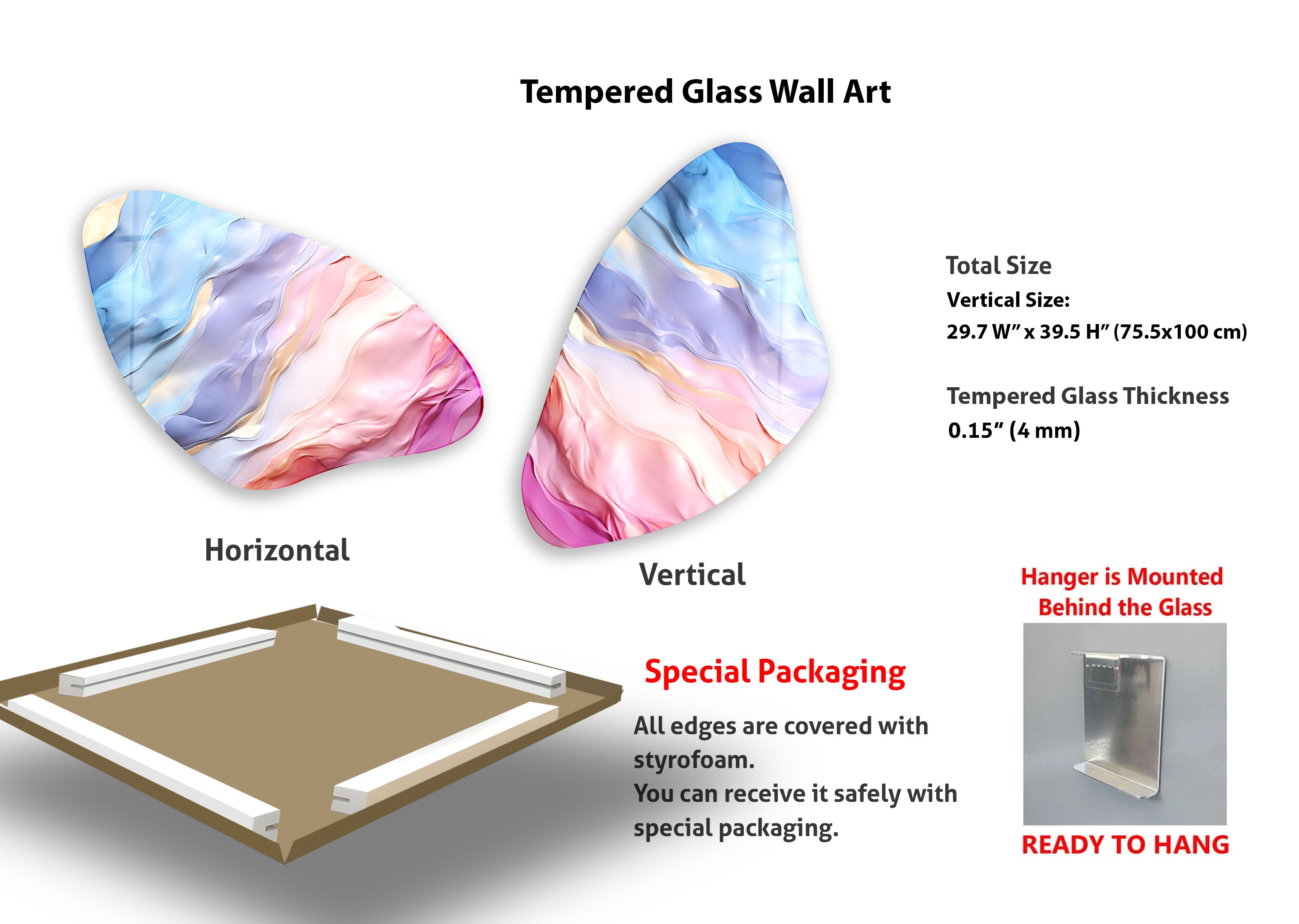 Abstract Pink Aesthetic Glass Wall Art - Modern Home Decor for Living Room, Bedroom & Office - Handmade Glass Painting for Unique Interior Design
