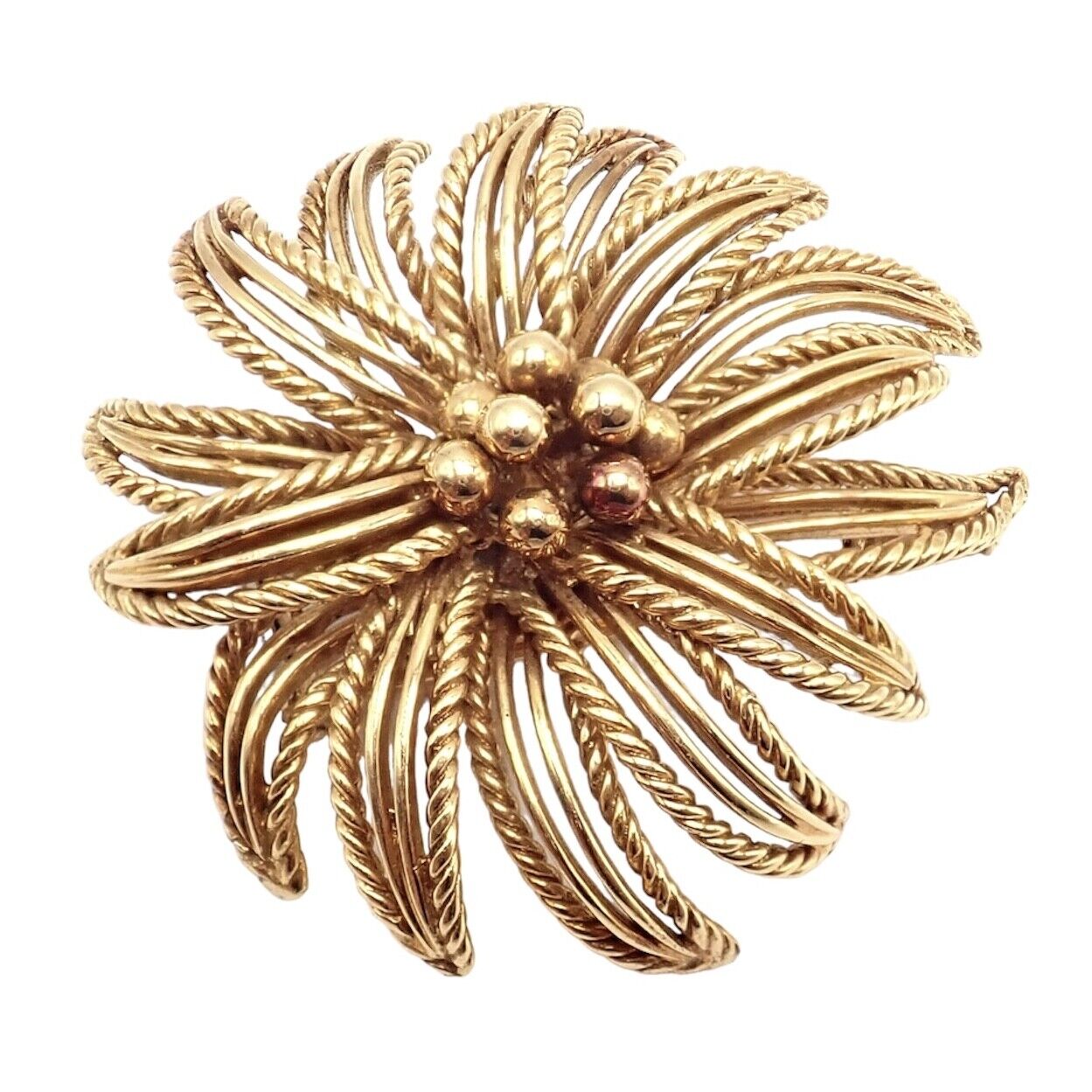 Vintage Boucheron Paris 18k Yellow Gold Large Floral Pin Brooch 1960s - Elegant Antique Jewelry for Women, Perfect for Weddings, Parties & Special Occasions