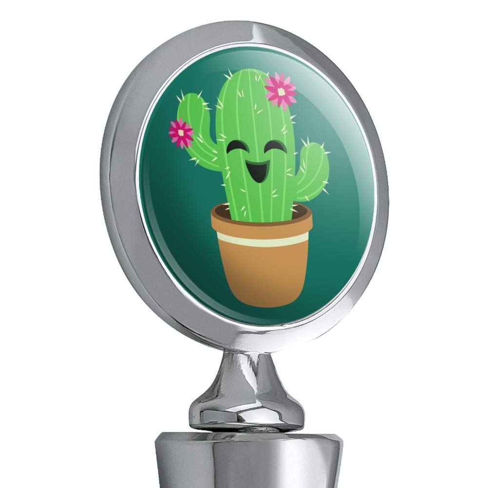 Adorable Cactus in Pot with Pink Flowers - Decorative Wine Bottle Stopper for Kitchen, Bar & Home Decor | Perfect for Gifts, Parties & Wine Lovers