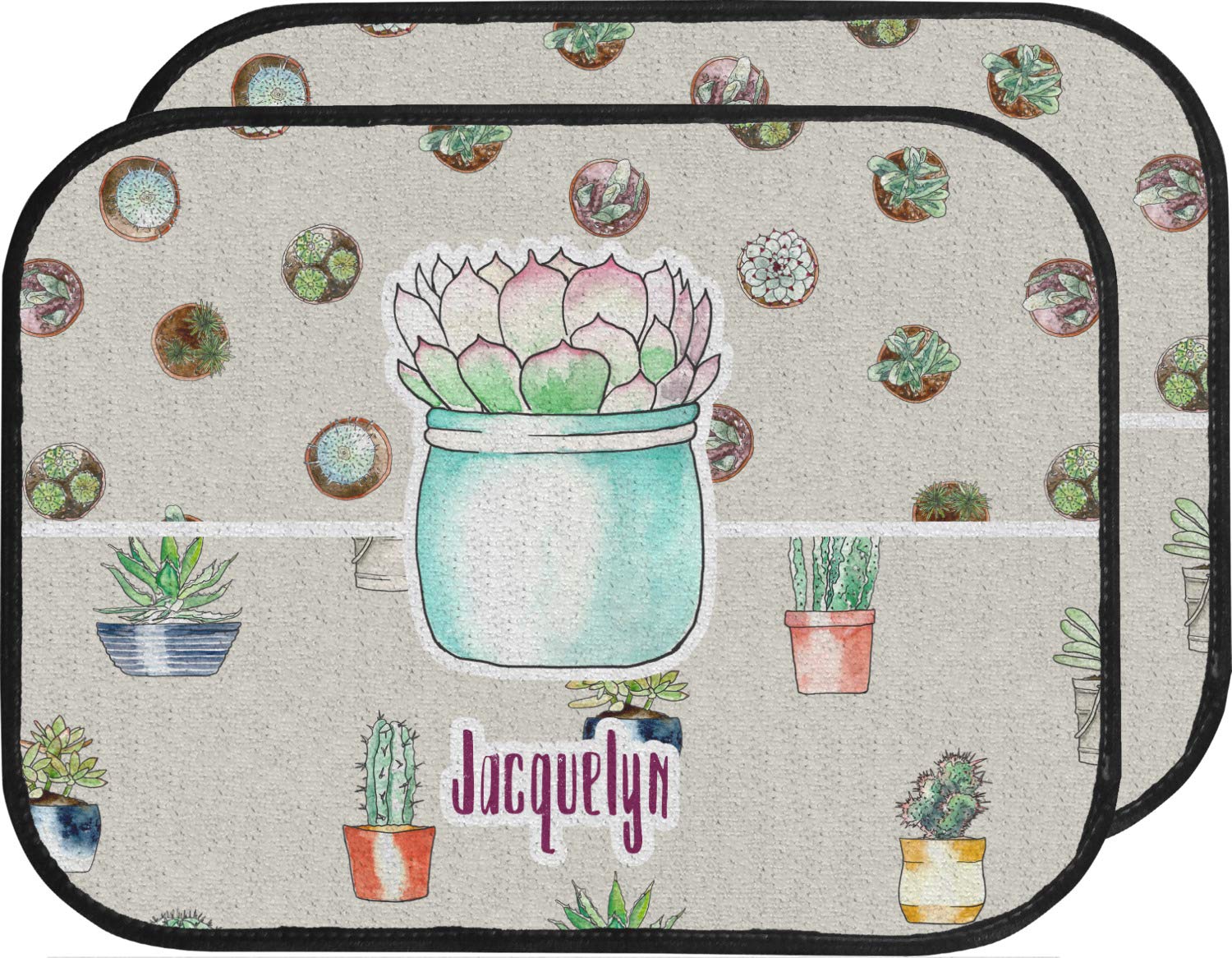 Custom Cactus Car Floor Mats Set - 2 Front & 2 Back Mats, Personalized for Your Vehicle | Perfect for SUV, Truck & Sedan Interior Protection