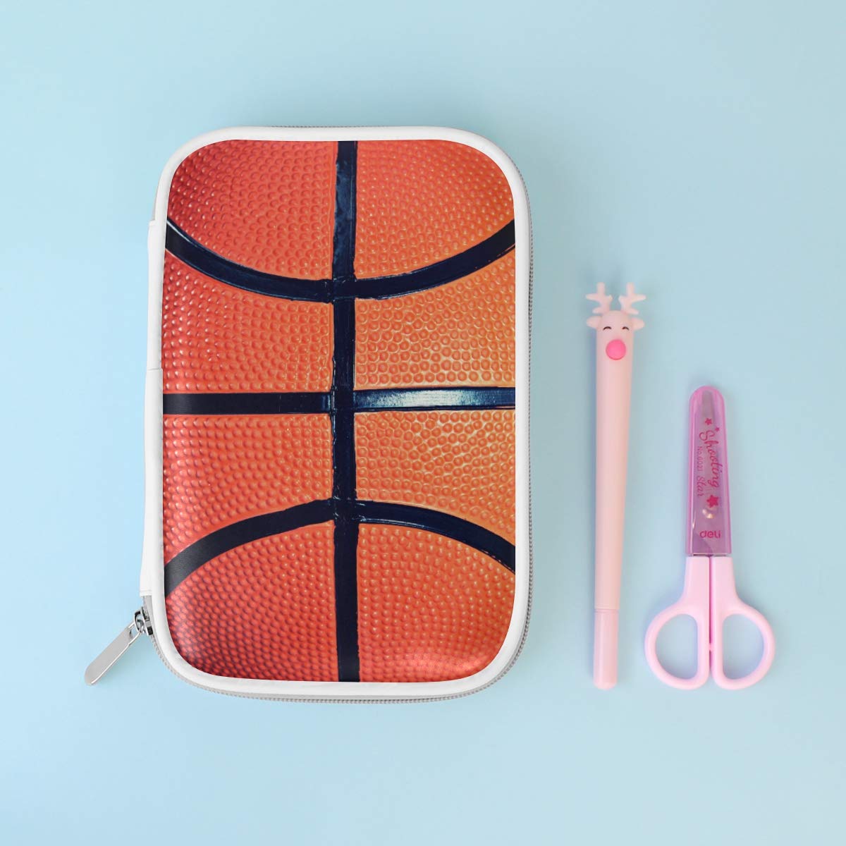 Basketball Design Pencil Case - Large Capacity Pen Pouch for School, College & Travel - Perfect for Kids, Girls, Boys & Women - Organize Pens, Pencils, Makeup Brushes & Art Supplies - Great for Backpack, Desk & On-the-Go Use