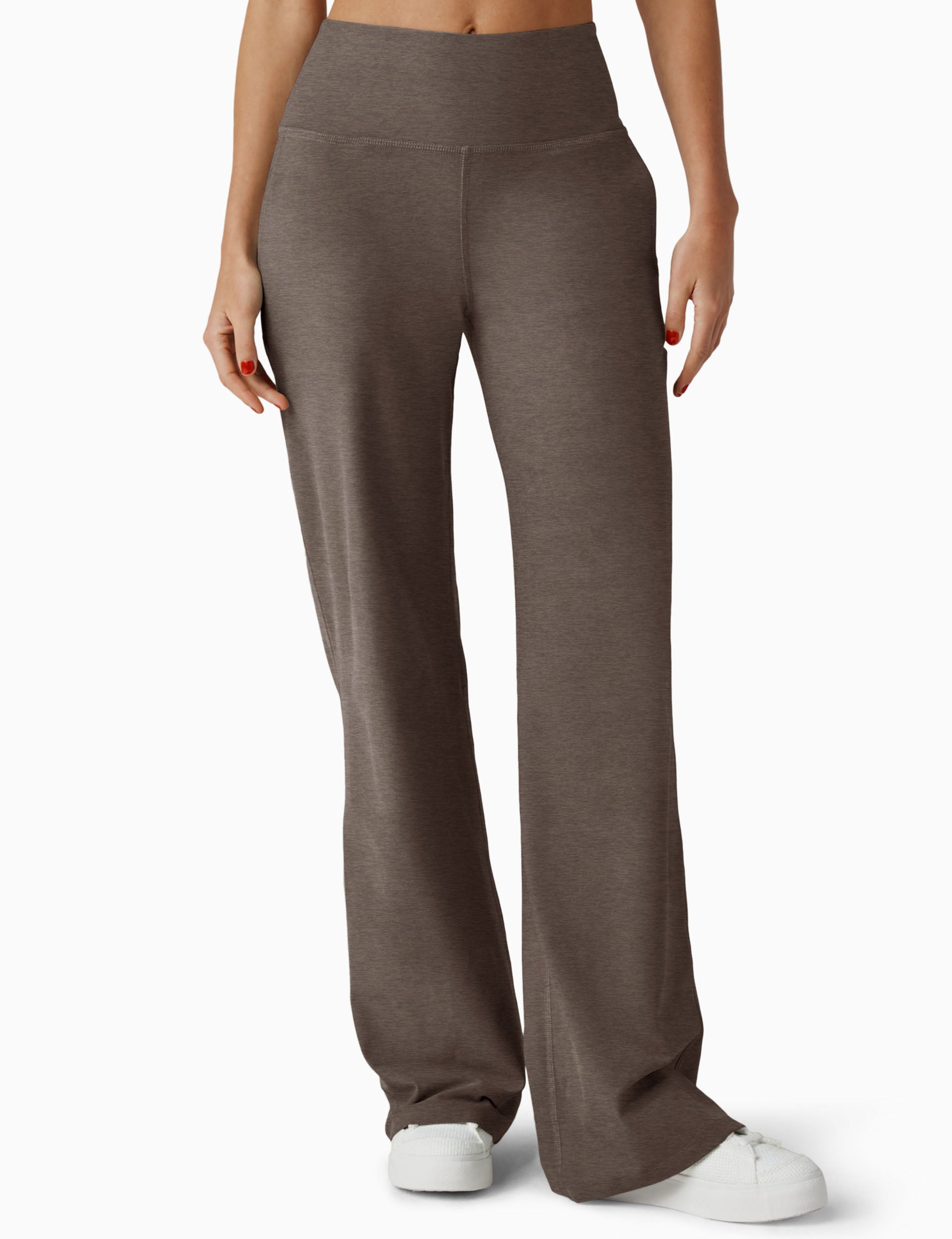 Spacedye Laid Back Wide Leg Pants for Women - Soft Umber Heather Color | Comfortable Lounge Pants for Yoga, Travel & Casual Wear