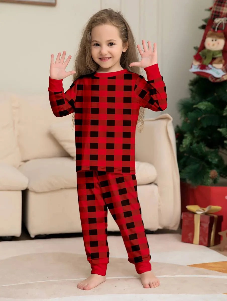 **Christmas Plaid Matching Family Pajamas Set - Cozy Holiday PJS for Family Photos & Festive Gatherings**
