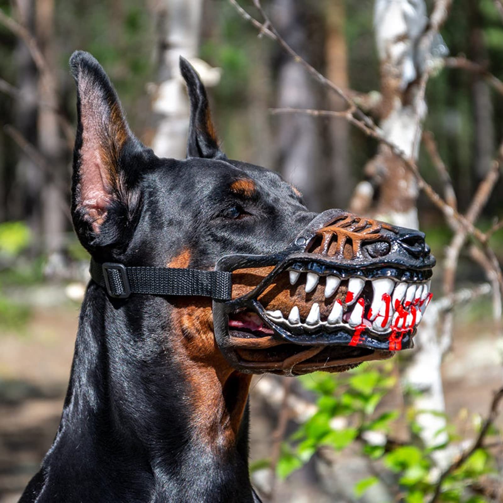Best Basket Muzzle for Medium & Large Dogs - Breathable Dog Muzzle for Chewing, Biting & Walking Protection - Adjustable Skull Mask Halloween Costume Accessory - Perfect for Training, Walks & Costume Parties
