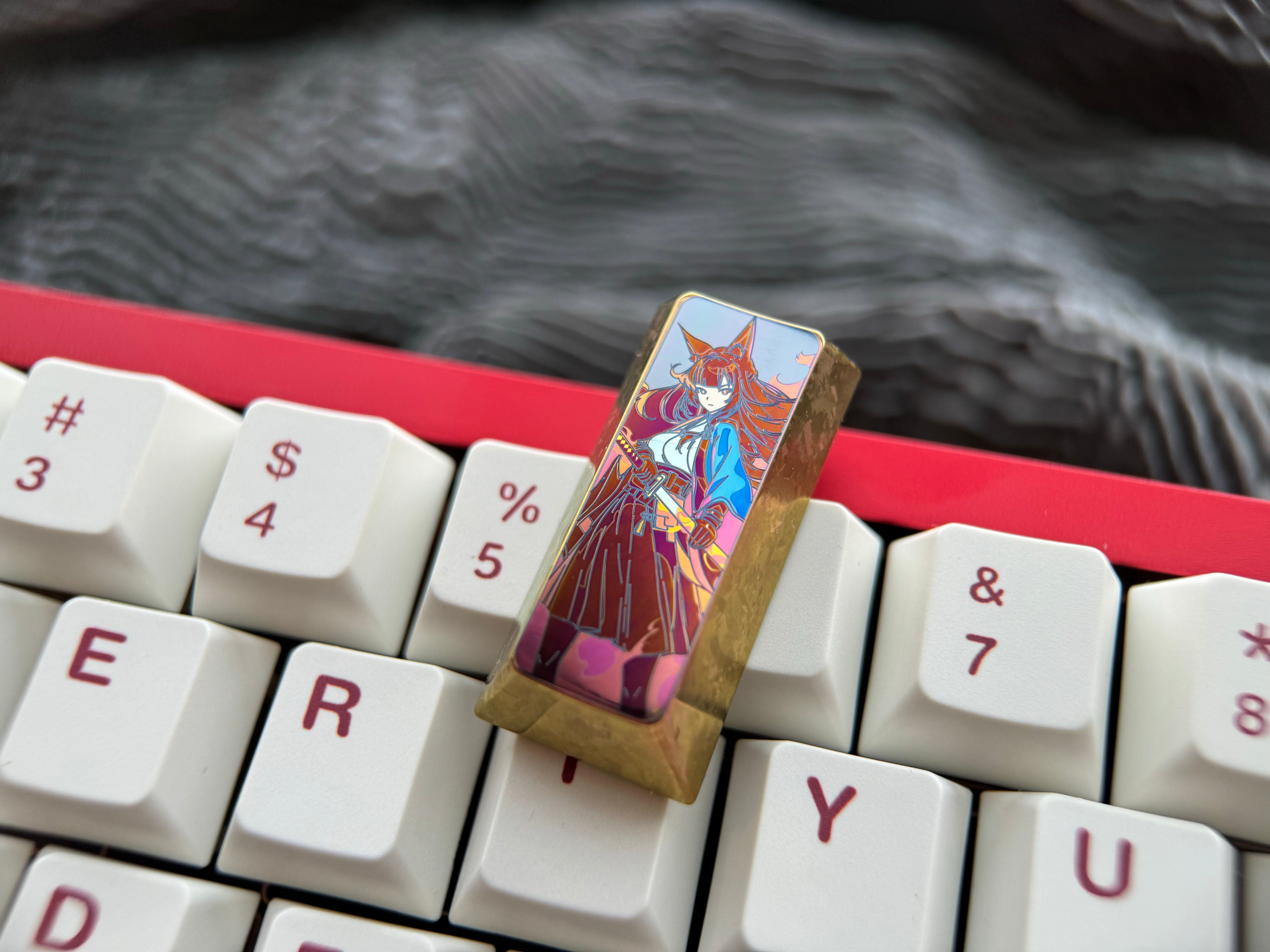 Hoshimi Miyabi 2U Titanium Alloy Custom Keycaps - Personalized Metal Keycaps for Mechanical Keyboards (Perfect for Gaming, Typing & Keyboard Decoration)