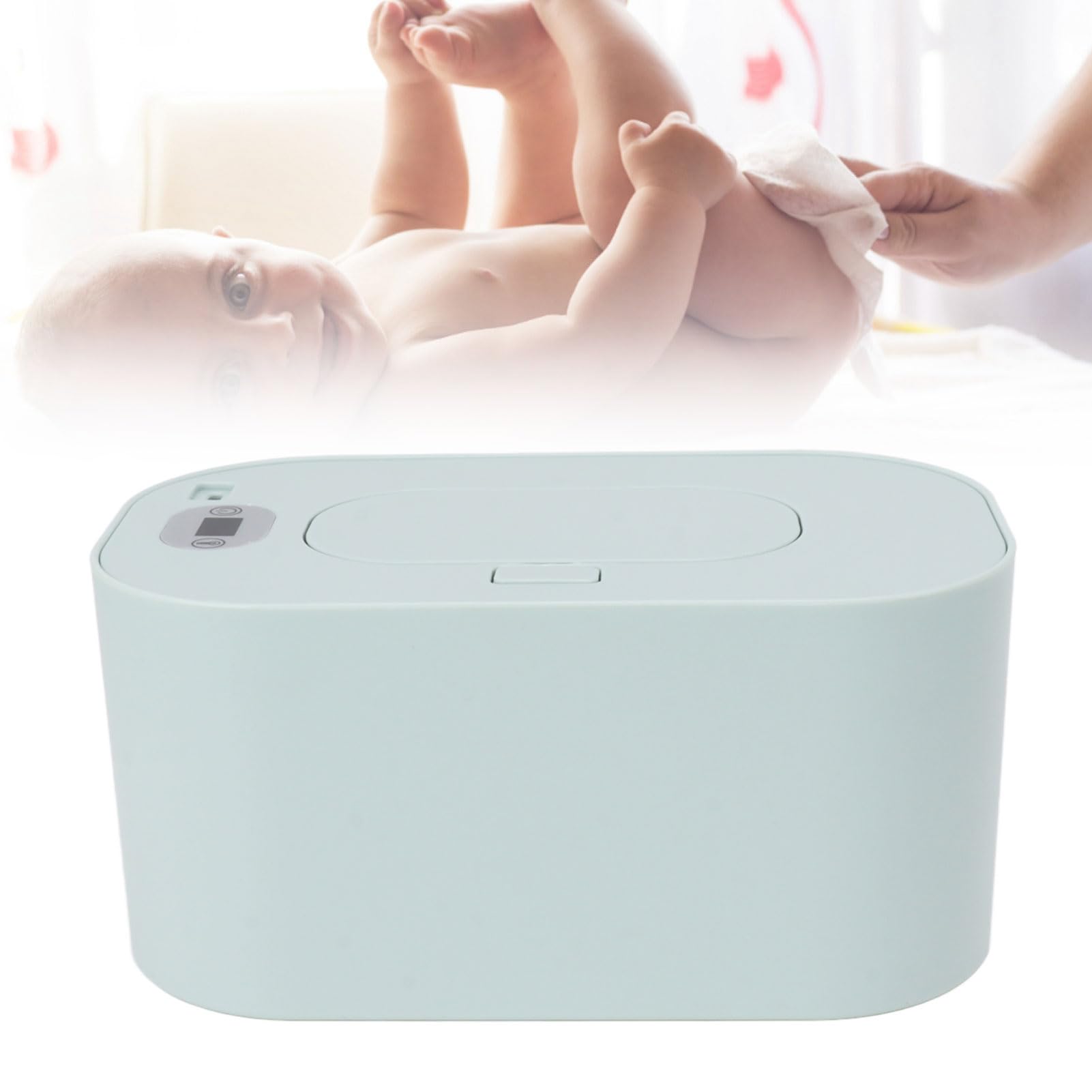 TOPINCN Baby Wipes Warmer & Dispenser - USB-Powered Thermostat Heating Box for Home & Car, Soft Green - Perfect for Diaper Changes, Travel & On-the-Go Baby Care