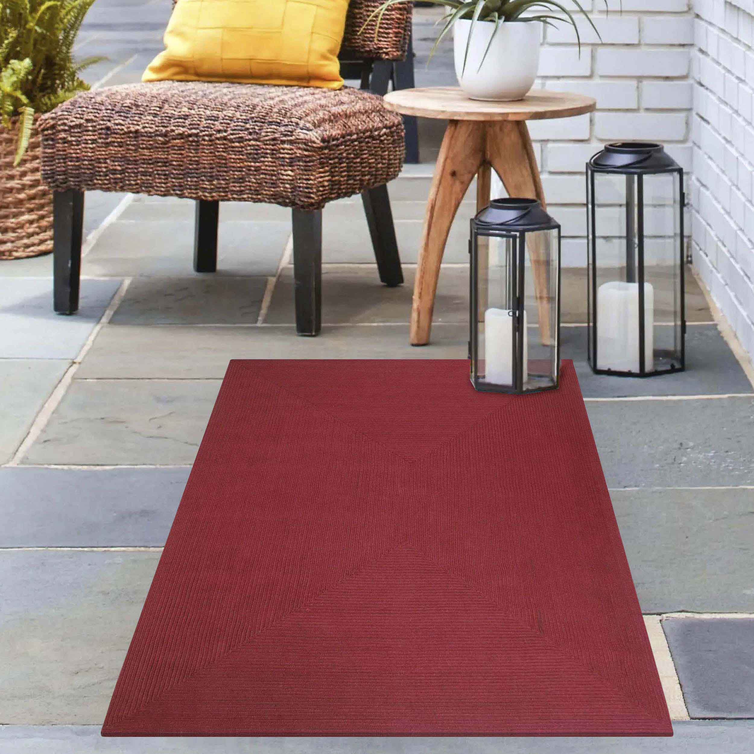 Bohemian Rectangle Braided Area Rug - Non-Slip Indoor Outdoor Rug for Living Room, Bedroom, Patio - Soft Woven Jute Natural Fiber Floor Mat for Home Decor