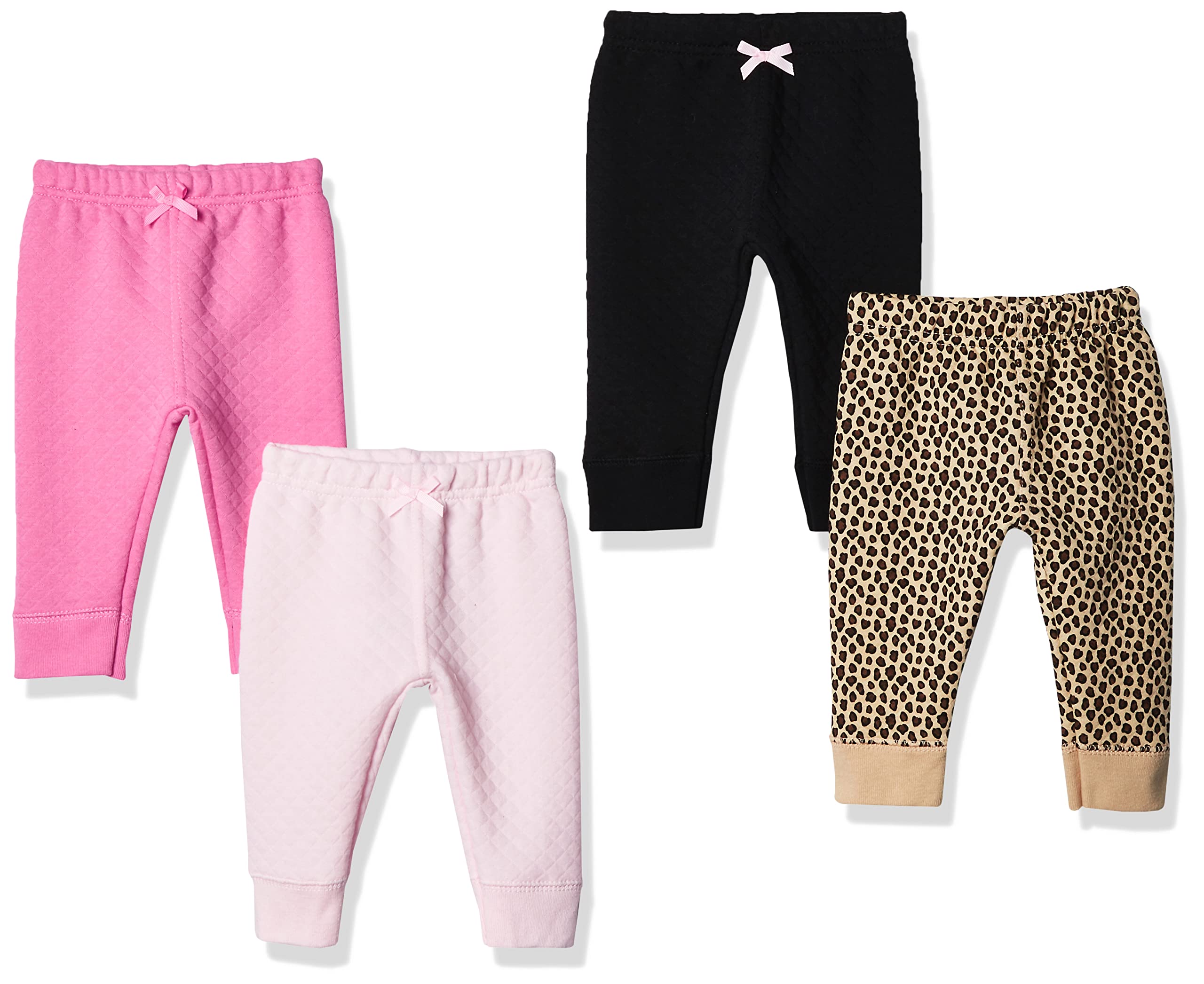Hudson Baby Unisex Quilted Jogger Pants 4-Pack - Soft Cotton Baby Pants for Boys & Girls - Perfect for Playtime, Lounging & Sleepwear