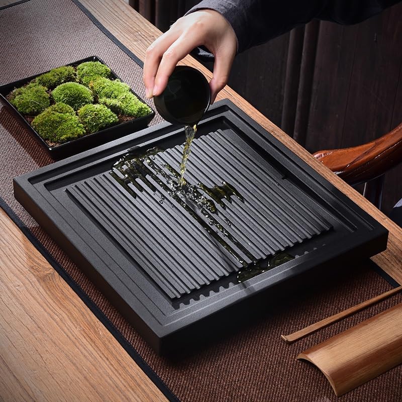 Premium Square Tea Tray - Modern Simple Drainage Kung Fu Tea Table for Home, Office & Bar | Durable Dry Tea Tray for Coffee & Tea Ceremony | Perfect for Gifts, Zen Decor & Asian Tea Culture Enthusiasts (Small Size)