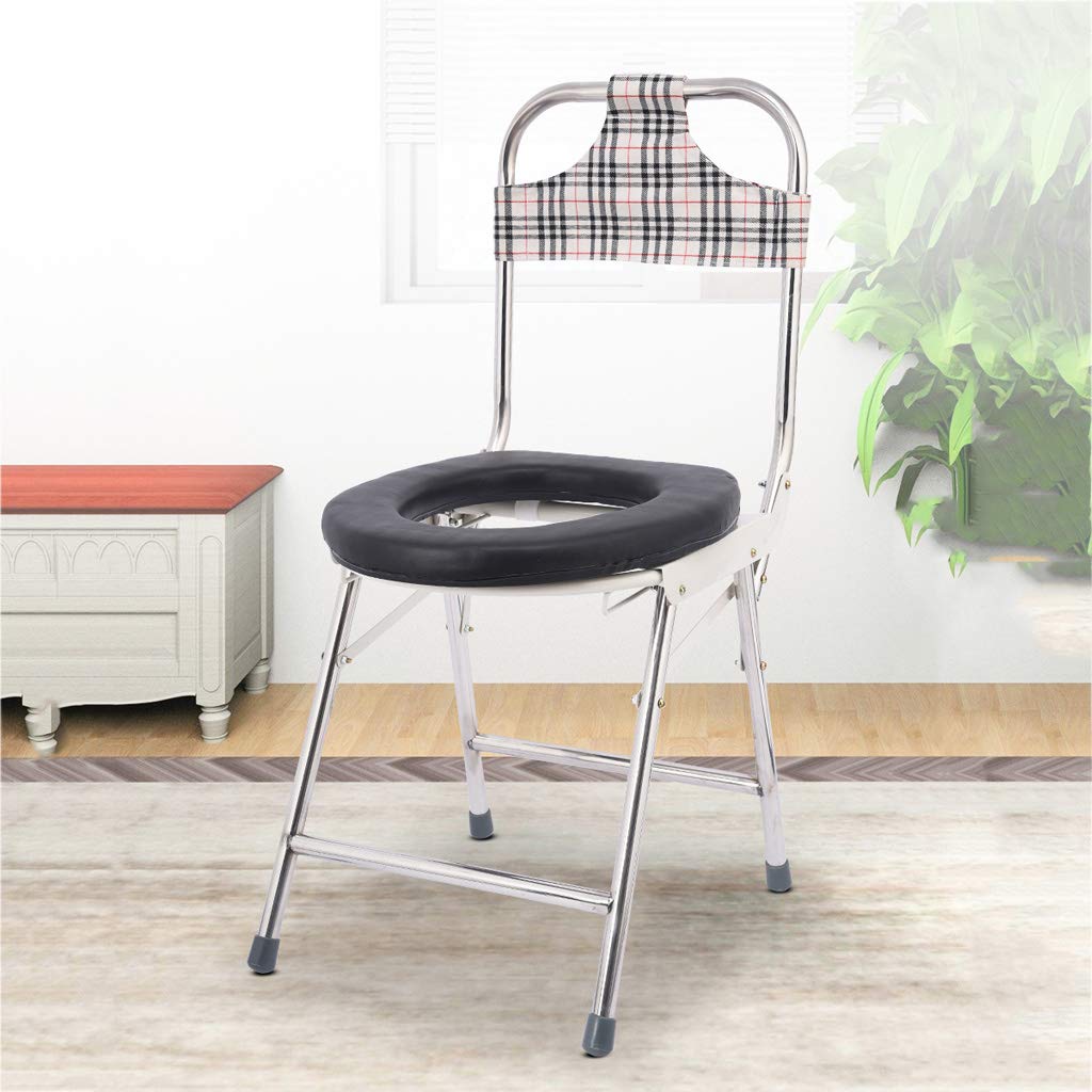 Foldable Commode Shower Chair - Pregnant & Bariatric Toilet Seat with Comfort Cushion & Non-Slip Legs, Tool-Free Assembly - Ideal for Elderly Care, Post-Surgery Recovery & Bathroom Safety