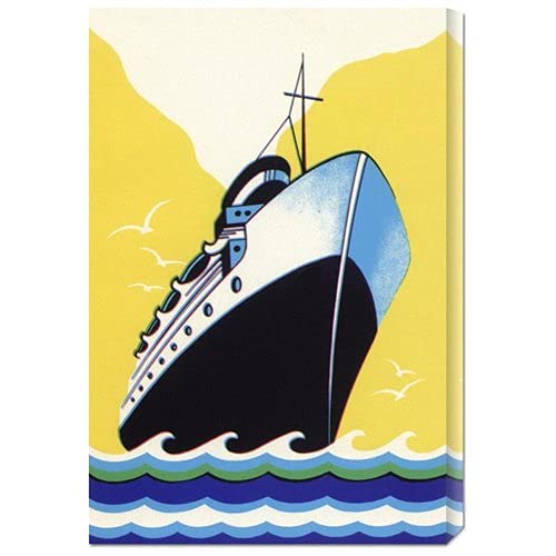 Vintage Steamship Cruise Liner Boom Label Canvas Wall Art - Made4Mansions Retro Travel Decor for Living Room, Bedroom & Office