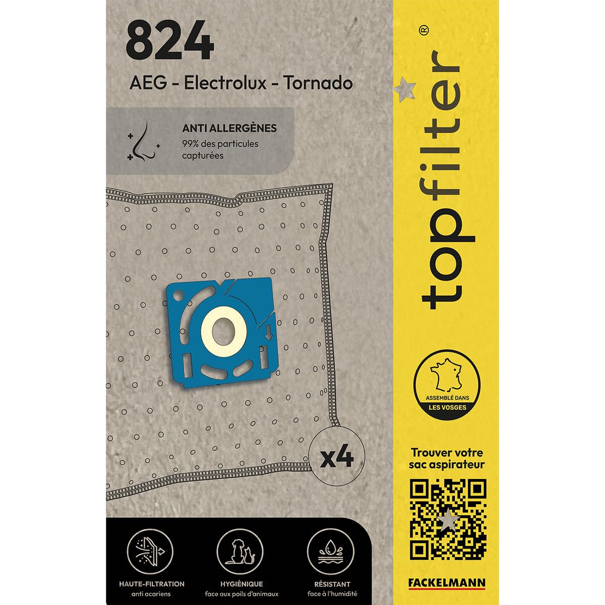 4 Pack AEG & Electrolux Vacuum Cleaner Bags - Dust Tornado Fleece Filter Bags (30x26x0.1cm) | Compatible with Multiple Models | Ideal for Home Cleaning & Pet Hair Removal