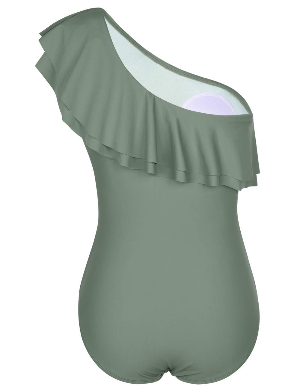 Hilor Women's One Shoulder Asymmetric One Piece Swimsuit with Ruffles - Sexy Bathing Suit for Pool, Beach & Vacation