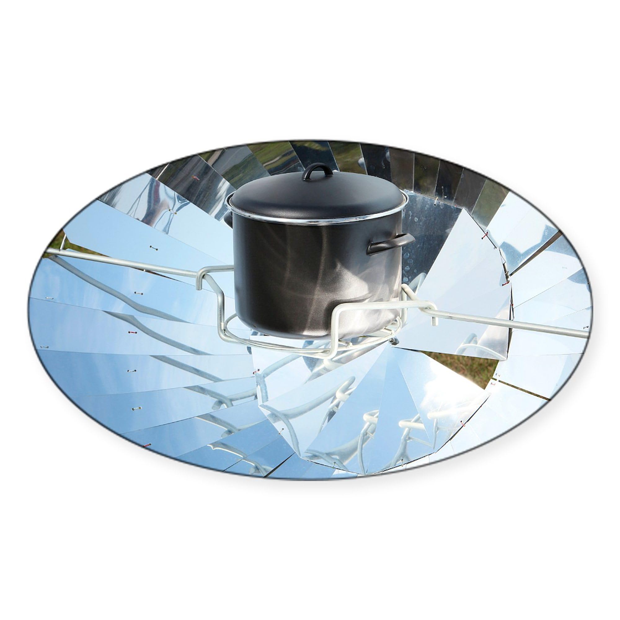 Eco-Friendly Parabolic Solar Cooker Oval Car Bumper Sticker | Sustainable Outdoor Cooking & Solar Energy Decal for Cars, Windows, Laptops | Perfect for Camping, Road Trips & Environmental Awareness