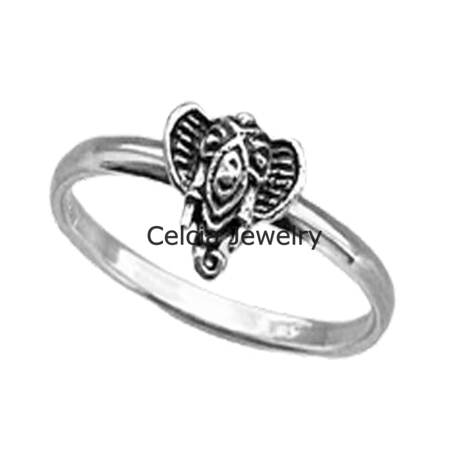 925 Sterling Silver Dainty Elephant Head Ring - Boho Animal Jewelry, Minimalist Spirit Ring for Women, Perfect Gift for Mother's Day (Size 7) | Ideal for Meditation, Yoga & Spiritual Healing