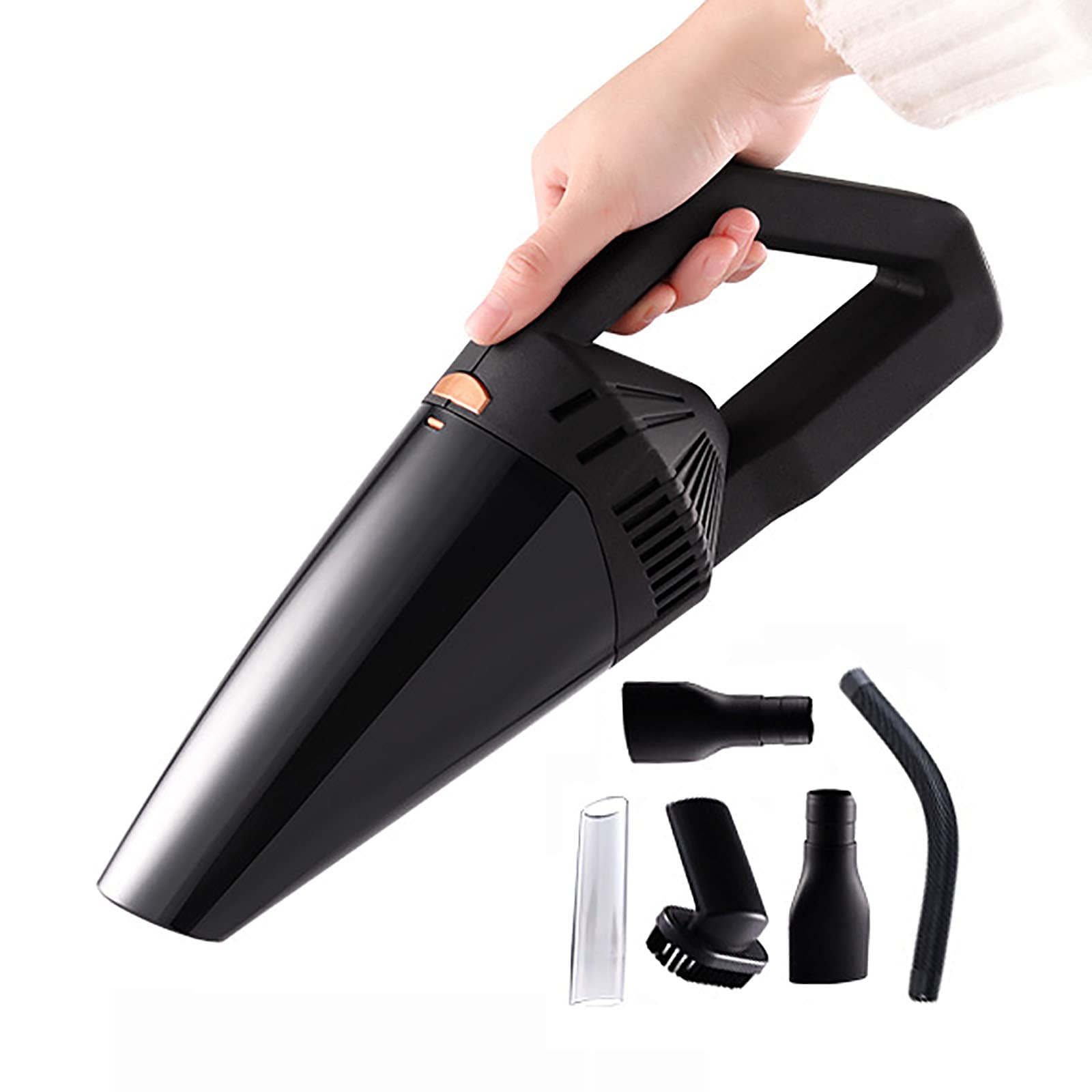 URJEKQ 4000Pa Cordless Handheld Vacuum Cleaner - Powerful Suction, 30Mins Runtime, Lightweight & Rechargeable - Ideal for Pet Hair, Car Cleaning, Home Use (Black)