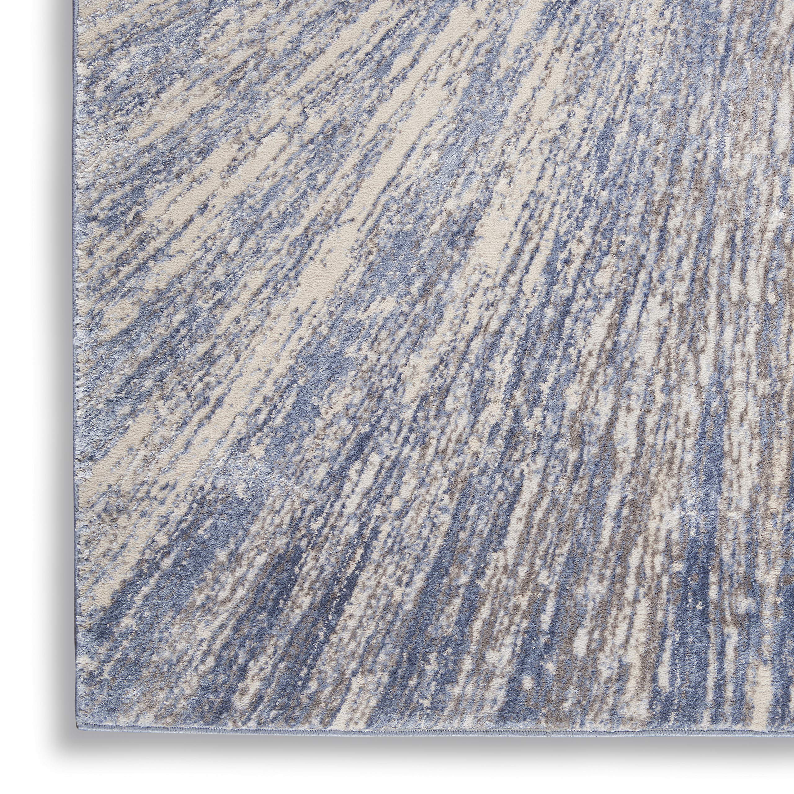 Nourison Sleek Textures Abstract Blue Grey 5x7 Area Rug - Easy Clean, Non-Shedding, Stain Resistant for Bedroom, Living Room, Dining Room & Kitchen | Perfect for Modern Home Decor & High Traffic Areas