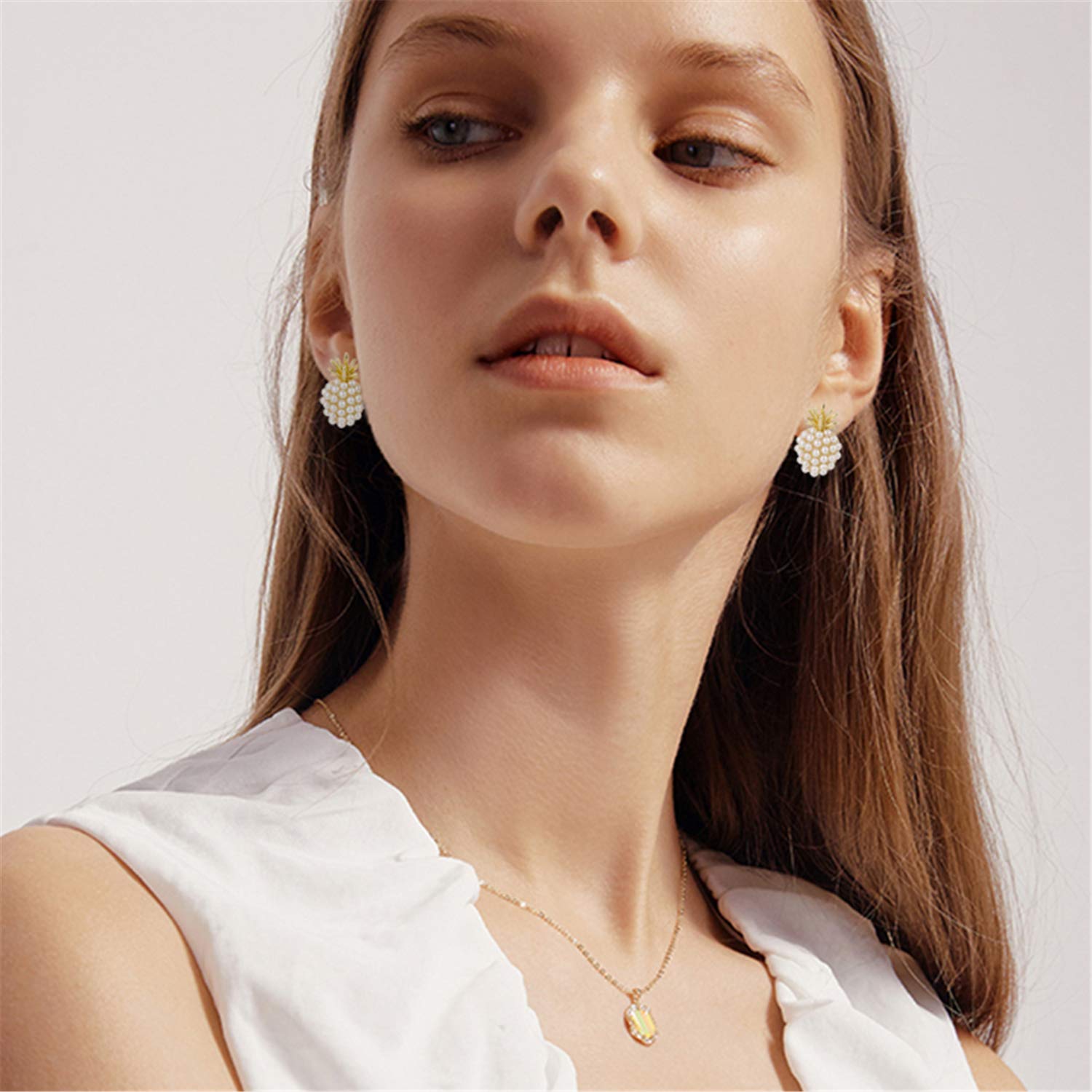 ANDPAI Unique Handmade Classic Imitation Pearl Pineapple Stud Dangle Earrings for Women - Fashion Jewelry Gift for Birthday, Party & Summer Outfits