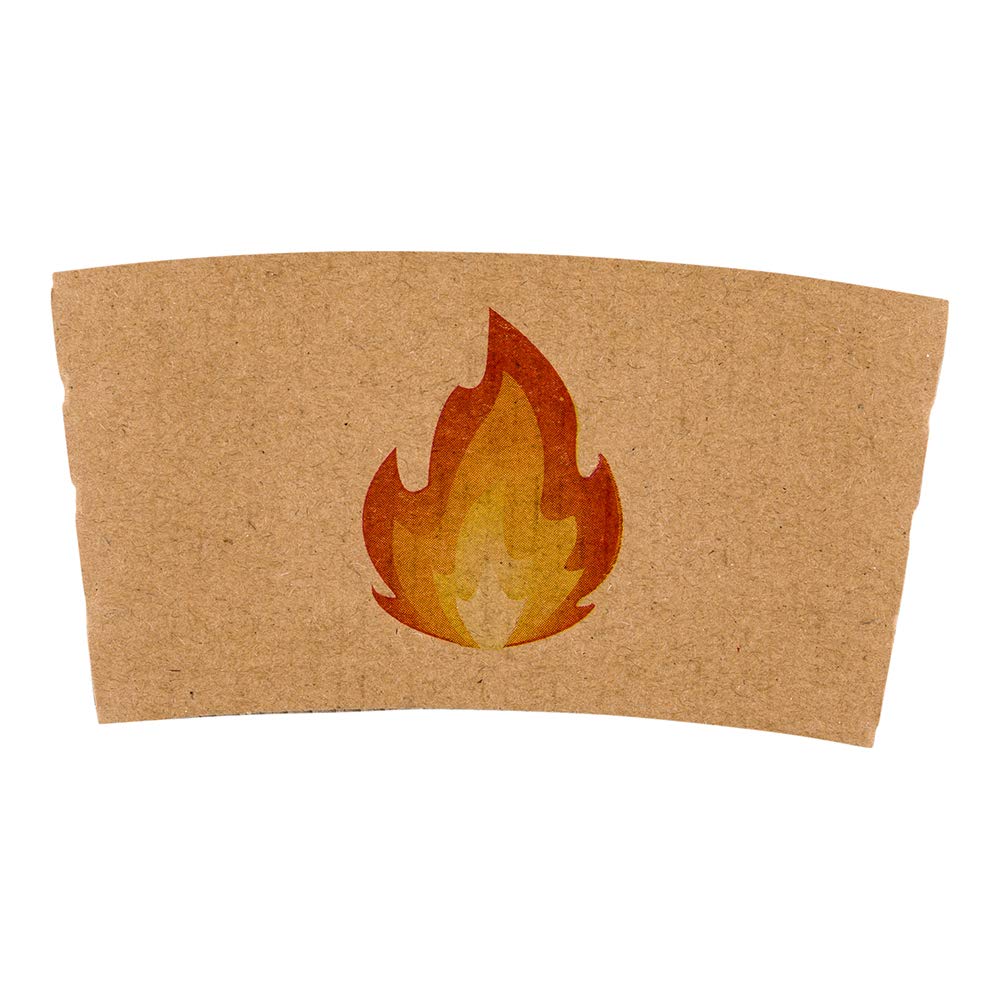 Restpresso 5.1 x 2.8 Inch Disposable Coffee Cup Sleeves - 1000 Pack Corrugated Kraft Paper Hot Beverage Sleeves with Secure Grip & Heat-Resistant Design (Fire Emoji) - Perfect for Coffee Shops, Cafes, Takeout Services and Office Break Rooms