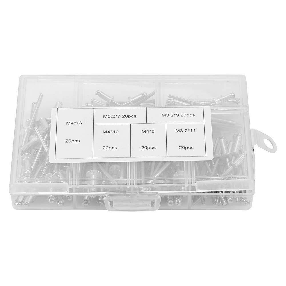 Jacksing Blind Rivets 120Pcs - Aluminum Core Pulling Rivets for Electric & Pneumatic Riveting Guns | Perfect for Metal Fabrication, Automotive Repair & DIY Projects