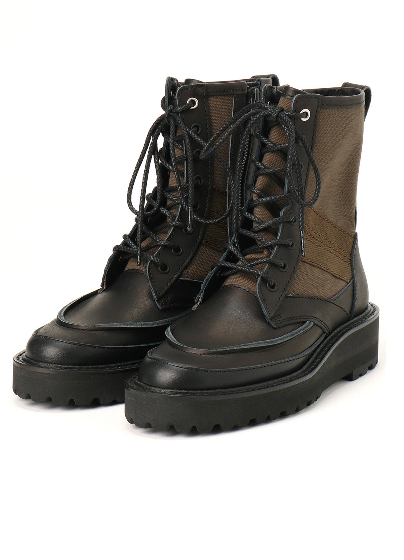 Men's Military Boots - Cotton Duck & Leather Combat Boots for Outdoor Hiking, Tactical Work & Adventure