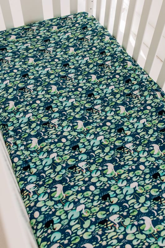 Premium Swan Lake Crib Sheet - 100% Organic Cotton Baby Bedding for Nursery - Soft, Breathable & Hypoallergenic - Perfect for Newborns, Infants & Toddlers (Use in Cribs, Bassinets, Playards & Daycare)