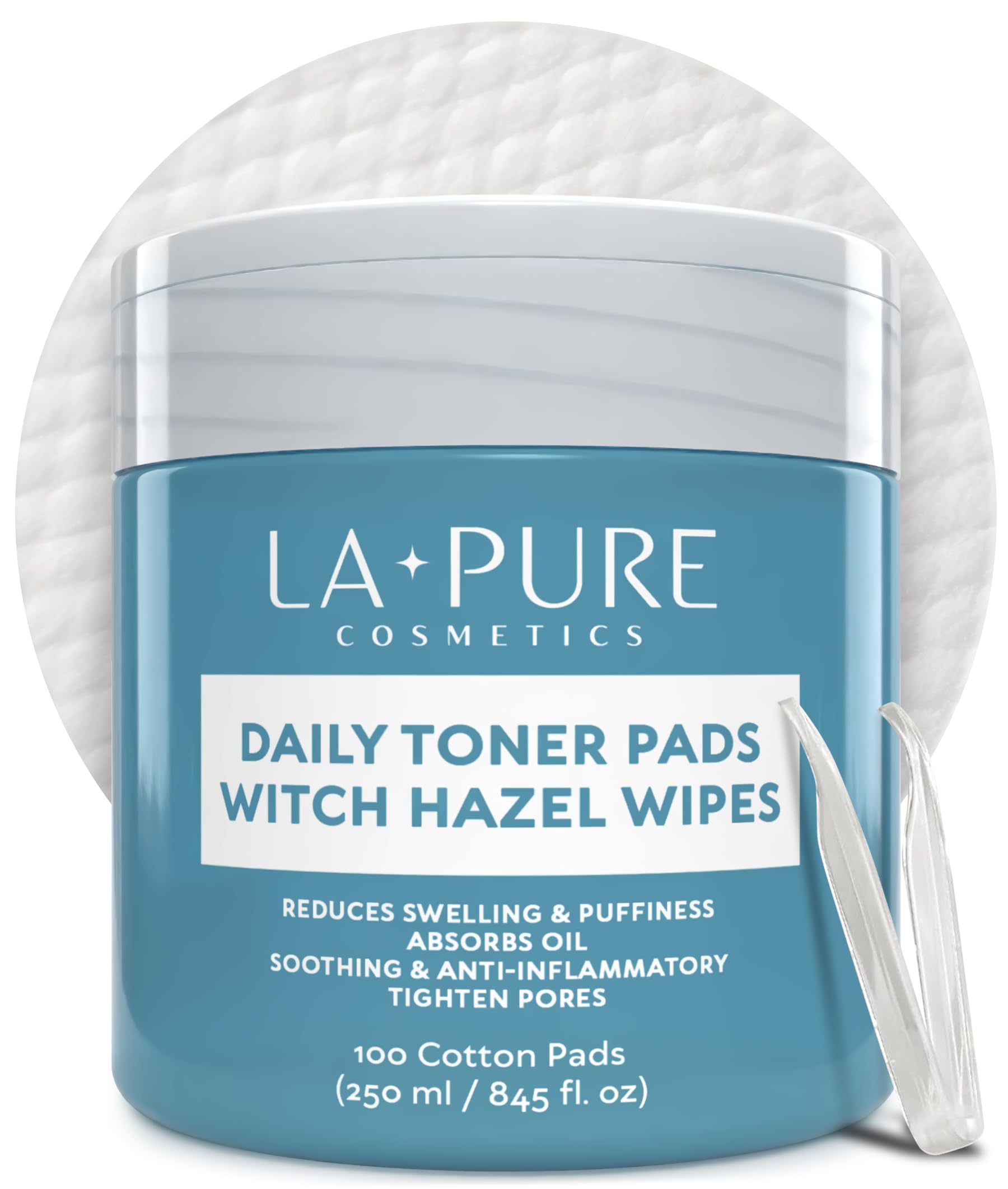 La Pure Witch Hazel & Centella Toner Pads - Hydrating Korean Skincare for Sensitive Skin | Daily Pore Care & Exfoliation