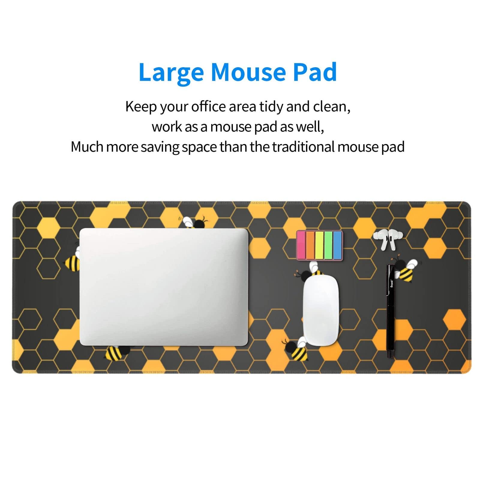 Bee Cute XXL Gaming Mouse Pad - 31.5x11.8 Inch Large Extended Mouse Mat with Non-Slip Base for PC, Laptop & Office Desk - Perfect for Gamers, Programmers & Graphic Designers