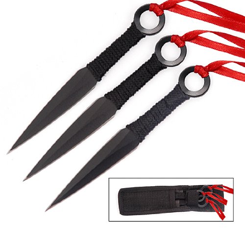 Lastworld Set of 3 Professional Sharp Throwing Knives with Nylon Sheath - Perfect for Outdoor Survival, Camping & Target Practice