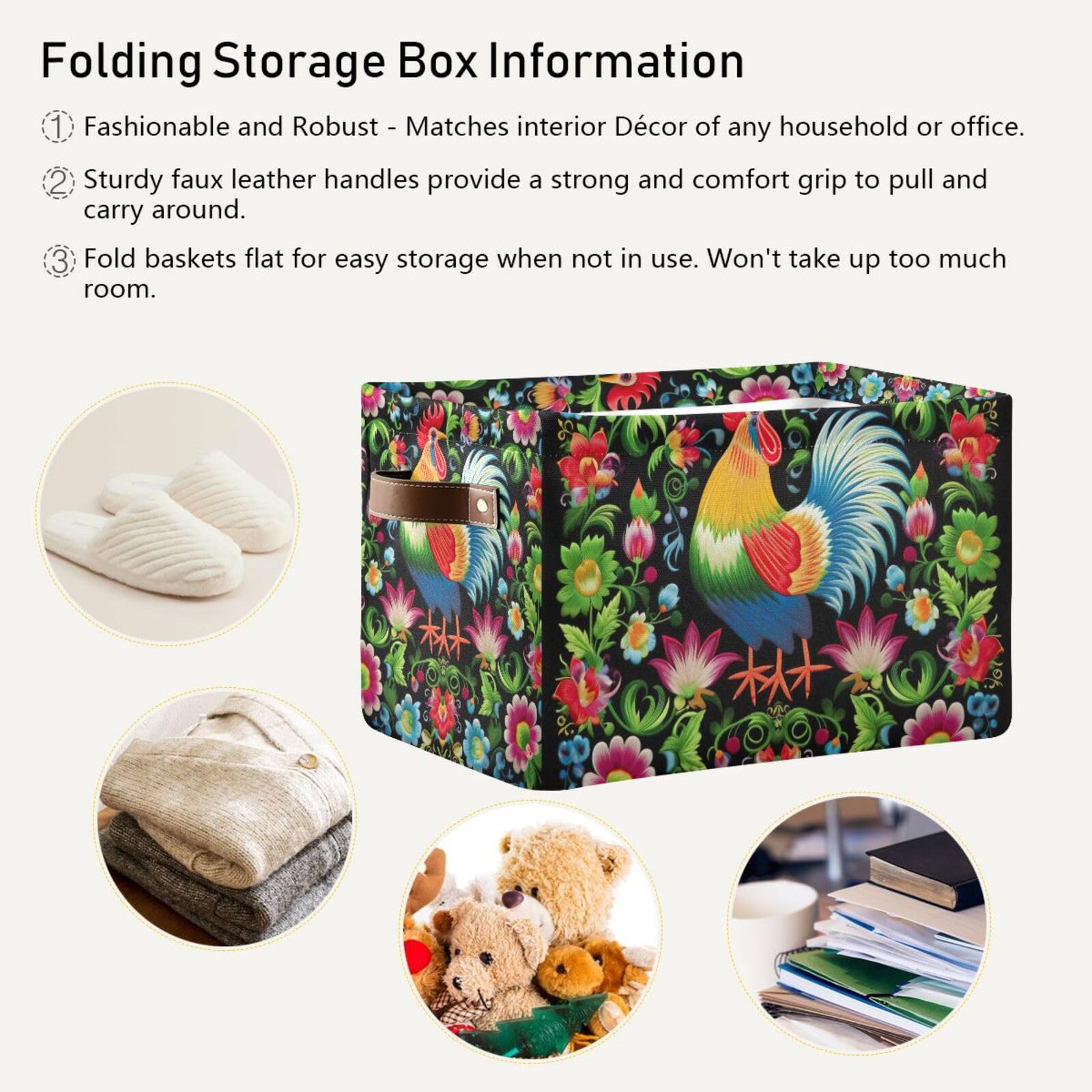 Foldable Canvas Storage Baskets with Handles - 2 Pack Rectangle Fabric Organizer Boxes for Home, Office & Closet | Perfect for Clothes, Toys & Home Decor Organization